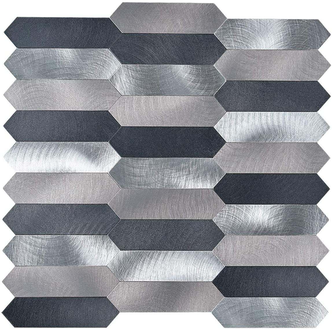 Art3d Peel and Stick Tile Metal Backsplash for Kitchen, Silver Set of 10
