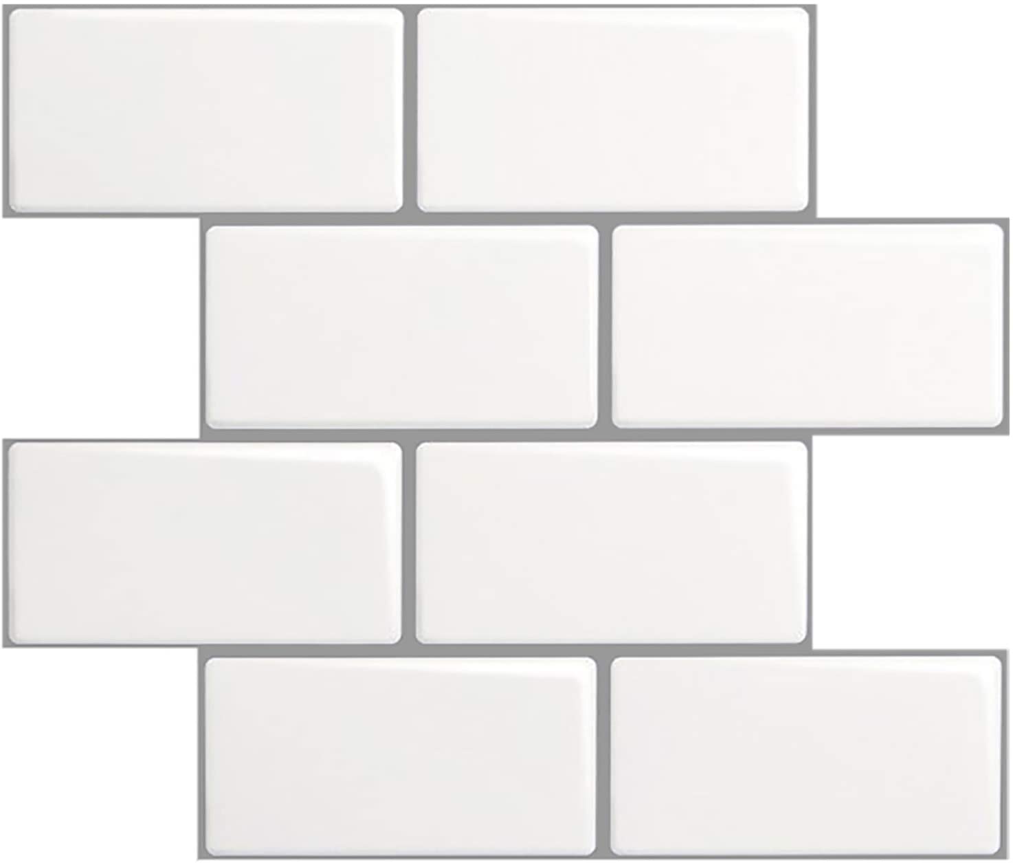 A17601 -10 SF Self-Adhesive Backsplash Tiles, Faux Marble Tiles