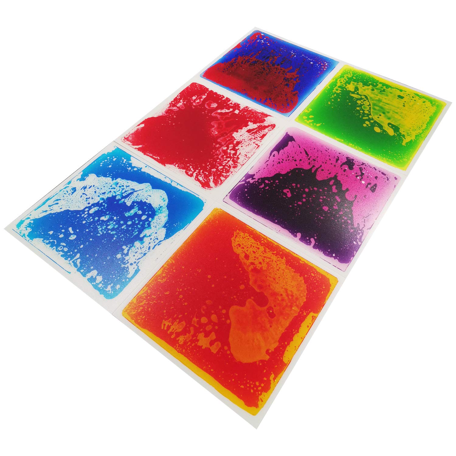 A11000 - Multi-Color Exercise Mat Liquid Encased Fancy Playmat Kids Play Floor Tile, Set of 6