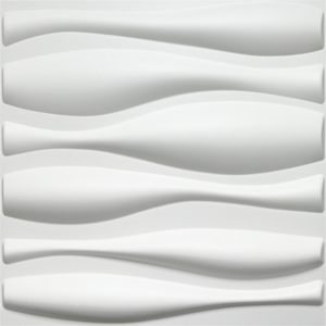 A10002 - Durable PVC 3D Wall Panels Wave Wall Design, White, 12 Tiles 32 SF