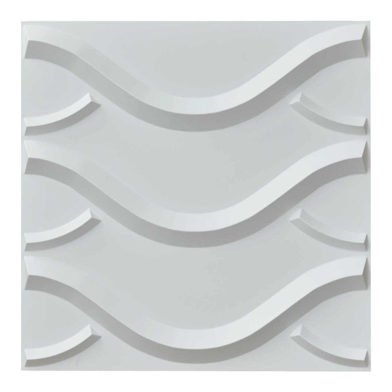 3D Wall Panel PVC Textured Wall Wave Design, White, 12 Tiles 32 SF