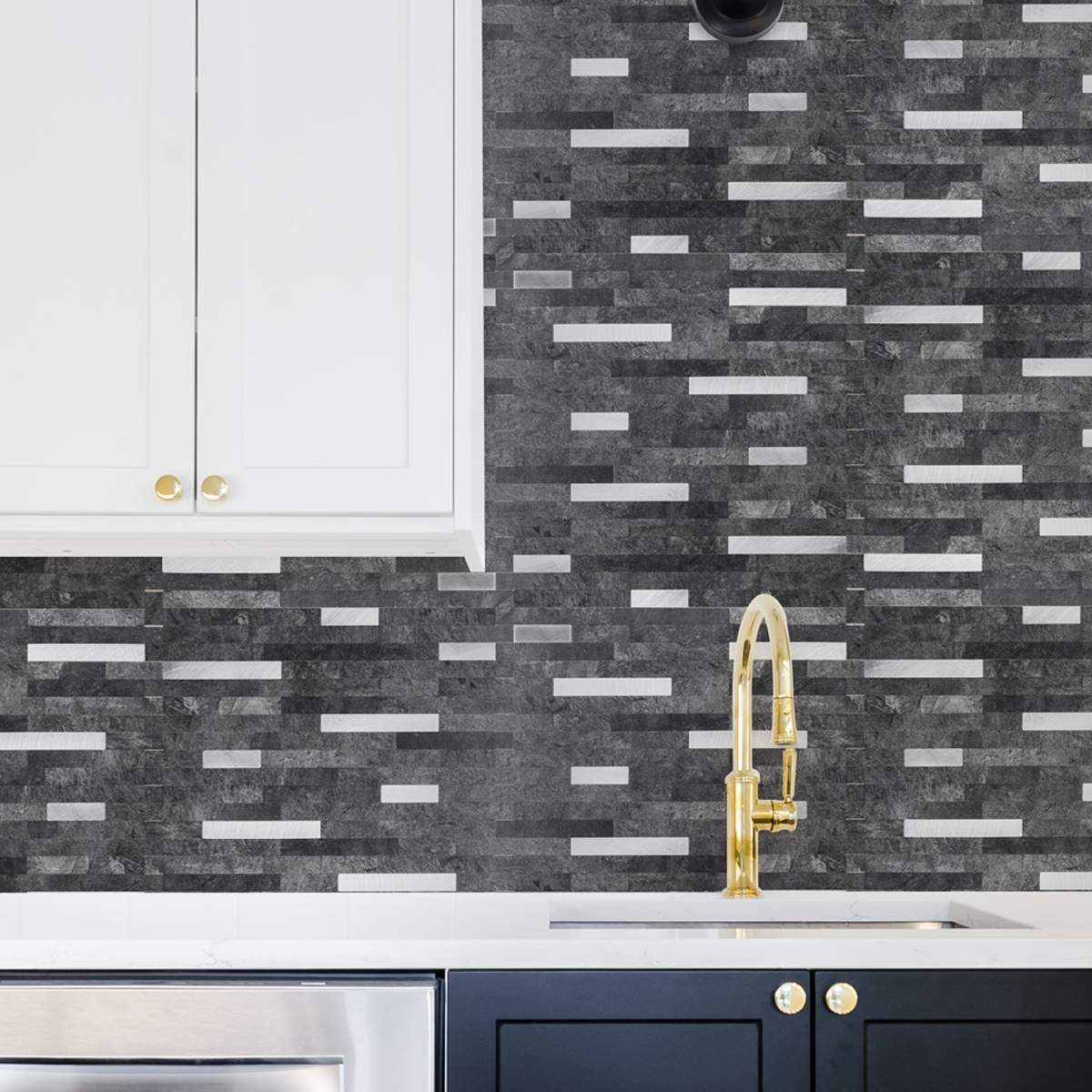 Art3d Peel and Stick Backsplash Tile for Kitchen, Faux Stone Backsplash Tiles(5 Tiles)