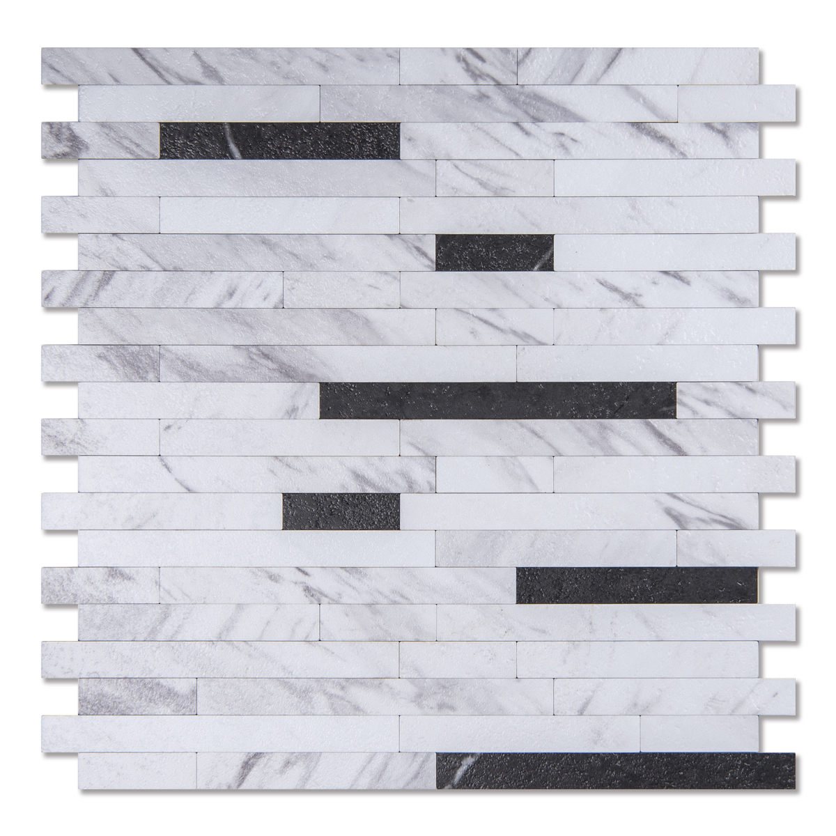 A16613-Art3d 10-Sheet Peel and Stick Stone Backsplash Tile for Kitchen, Bathroom - Volakas White Embellished with Metal Silver