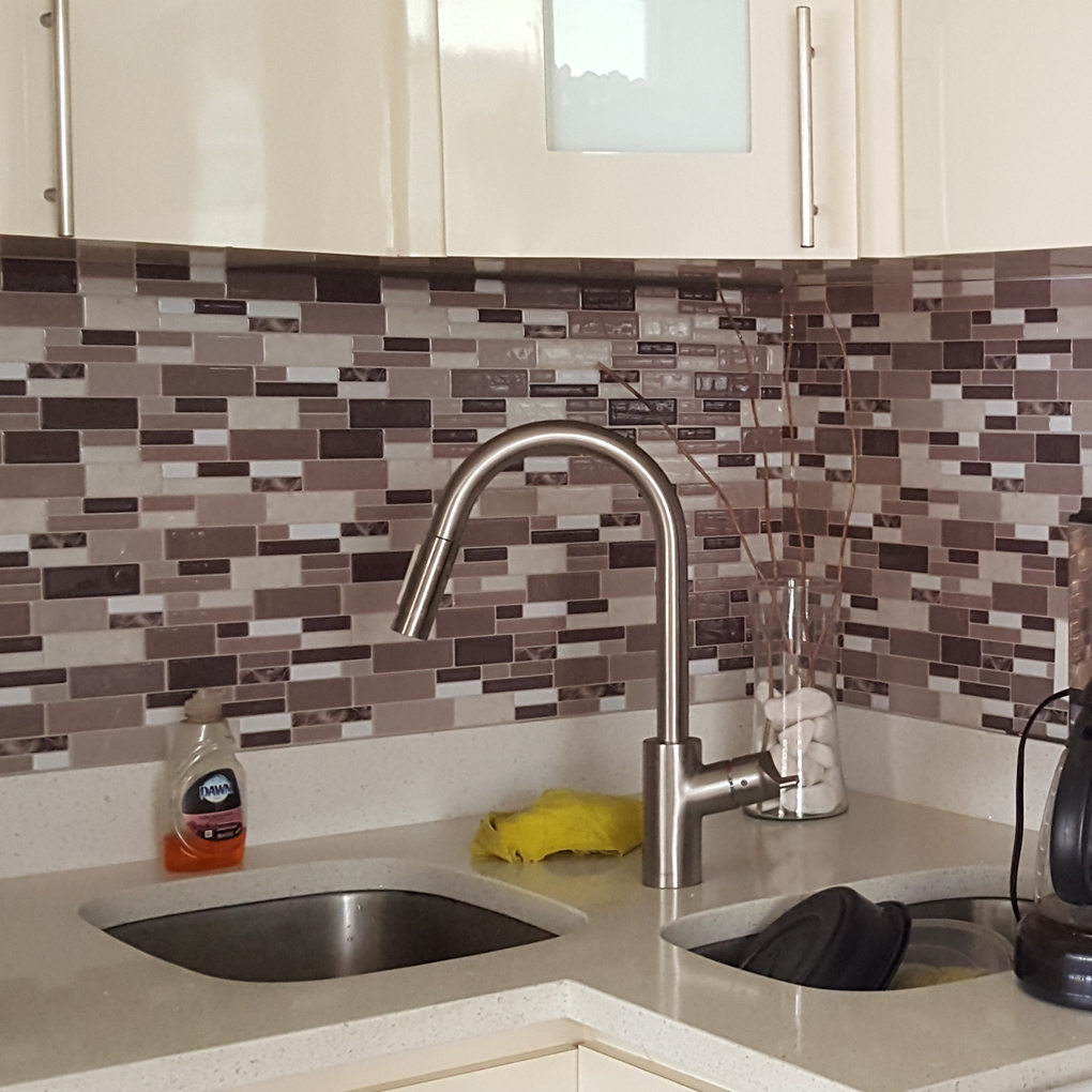 A17006 - Peel-n-Stick Tile Backsplash Bathroom Wall Tiles 6 Sheets 5.8 Sq.Ft