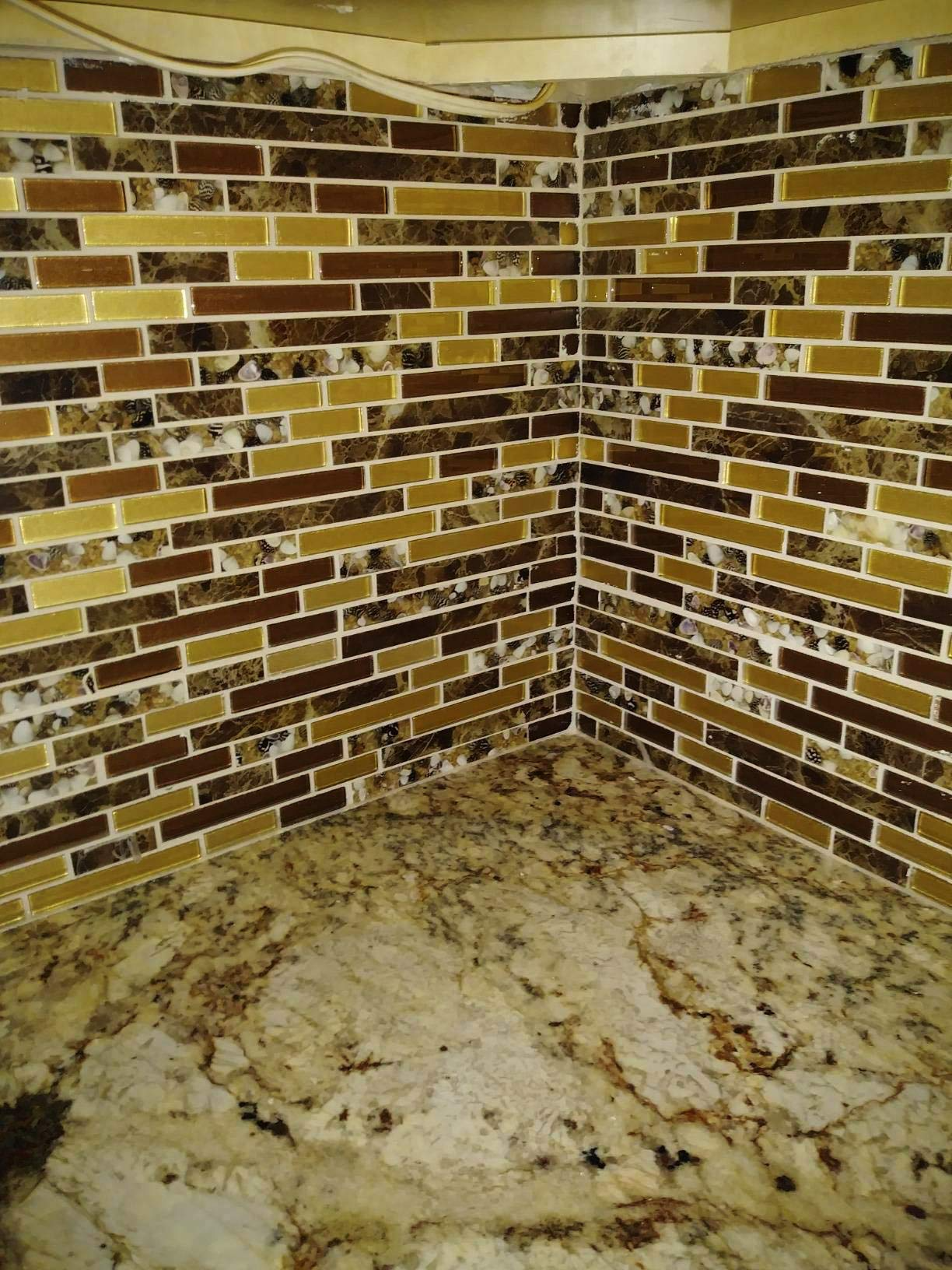 Art3d Genuine Shell Mosaic Tile Artificial Resin Marble Tile for Kitchen Backsplash or Bathroom Backsplash (5 Pack)