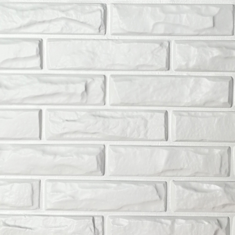 A10039 - PVC 3D Wall Panels White Brick Wall Tiles, 19.7