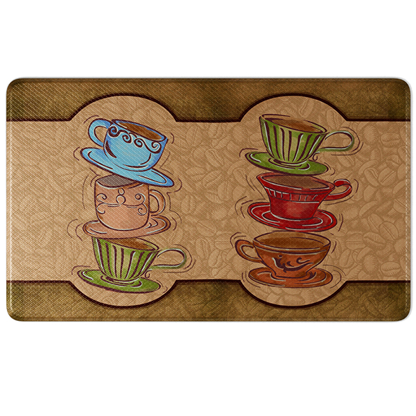 Anti-Fatigue Comfort Kitchen Mat, Coffee Cup Party Style 18