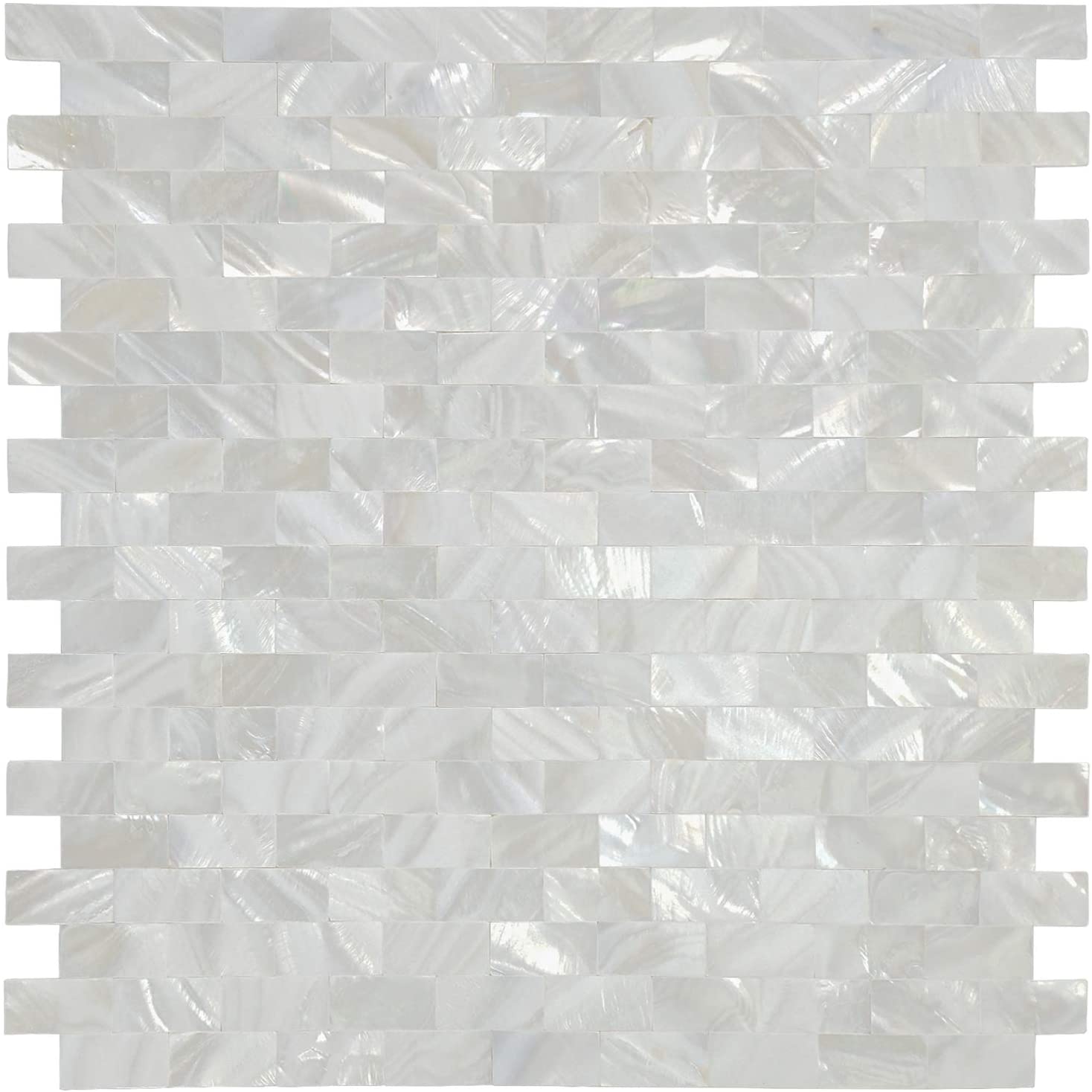 A18211 - White MOP Shell Mosaic Tile for Kitchen Backsplashes, Set of 10