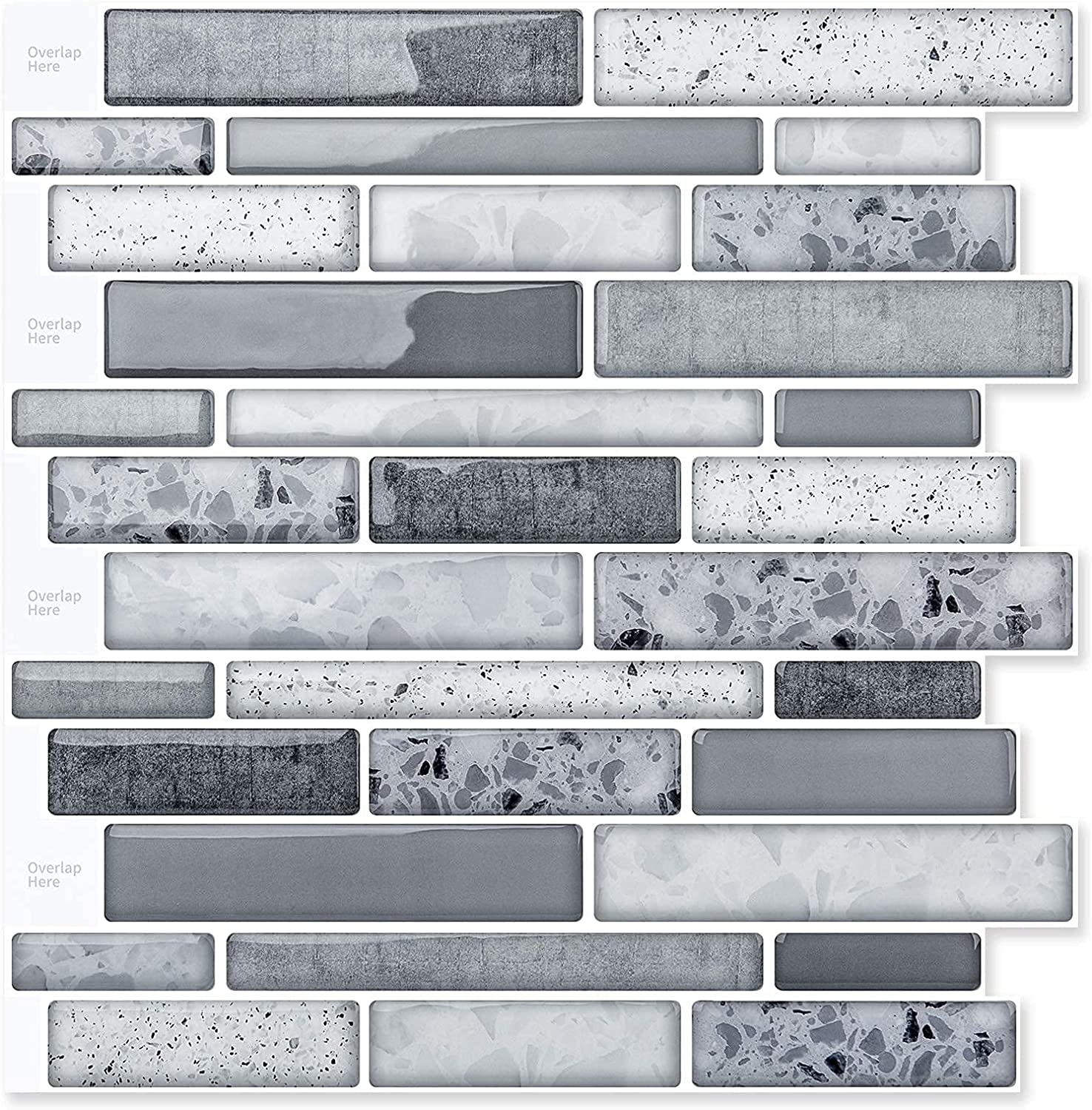 A17019 - 10-Sheet Peel and Stick Backsplash Tile for Kitchen in Stone Design