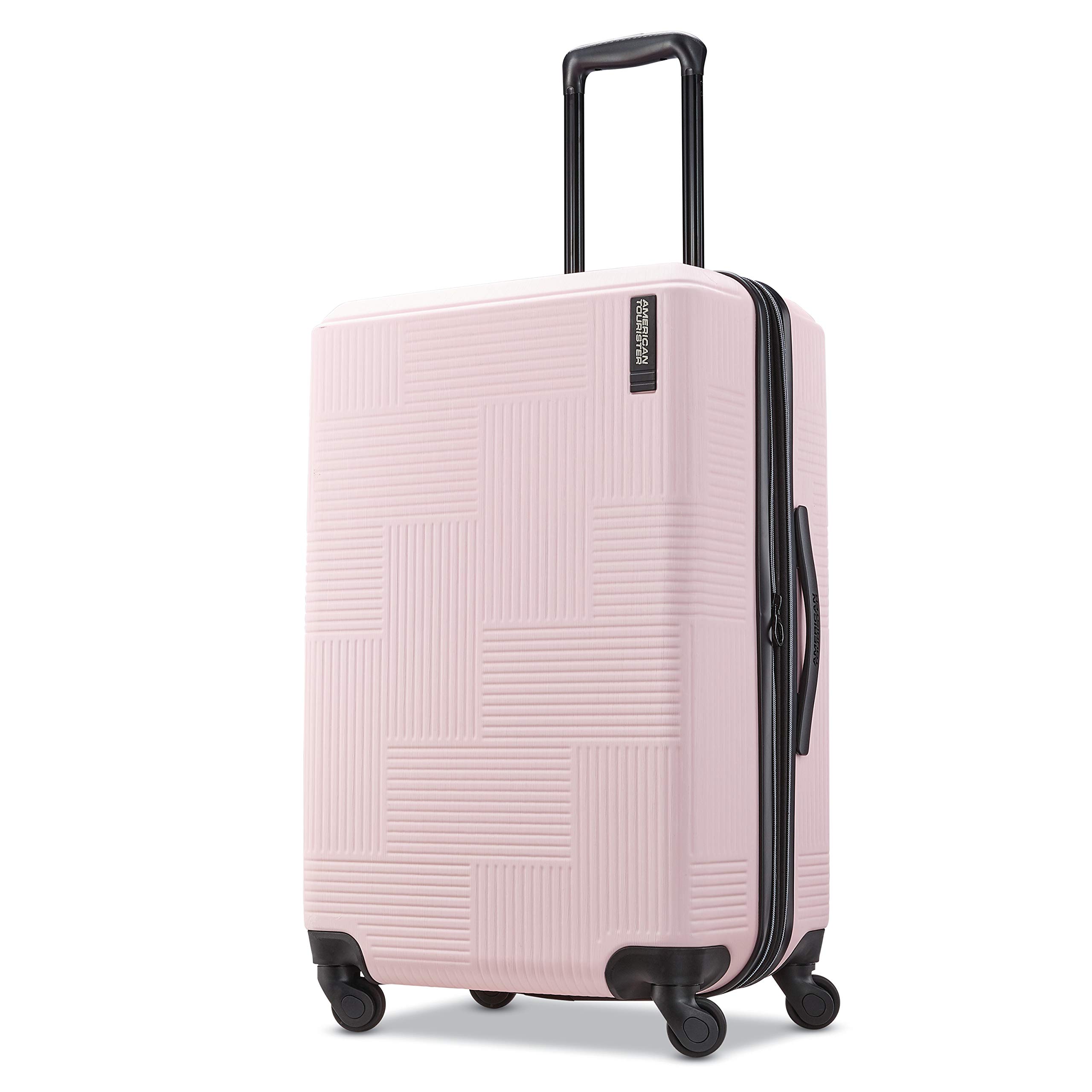 Stratum XLT Expandable Hardside Luggage with Spinner Wheels, Pink Blush, Checked-Medium 25-Inch