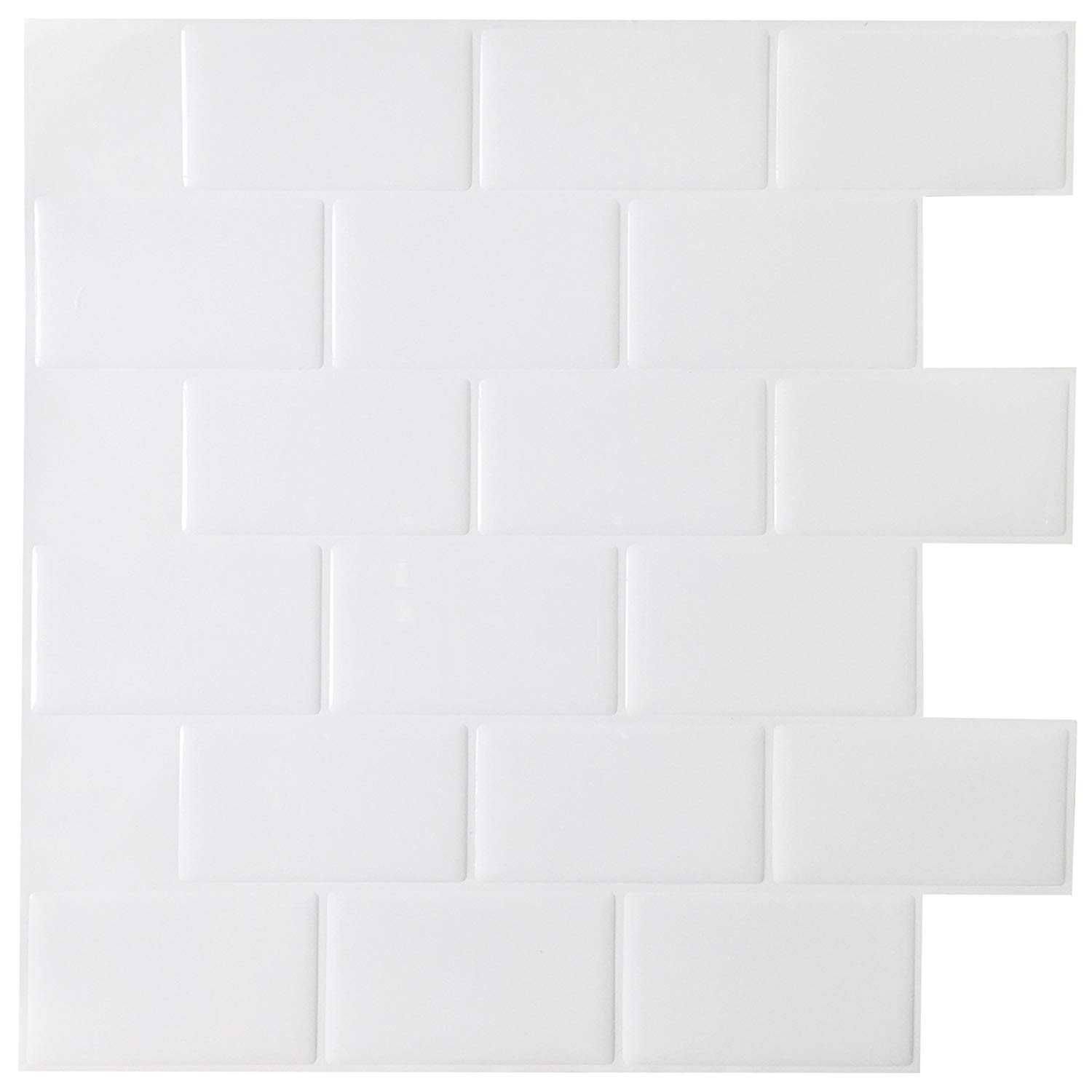 A17000P20 --20 Sheet Peel and stick backsplash tiles for kitchen, 12''x12'' in white