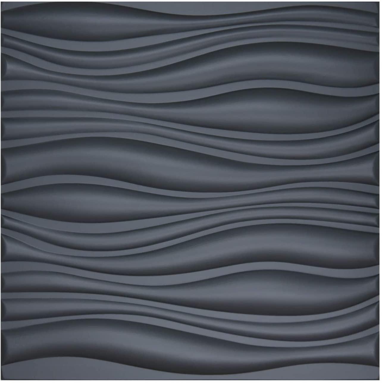 A12064- Leather 3D Textured Wall Covering PU Material Panels Wave Wall 23.6x23.6 In (1 Piece)