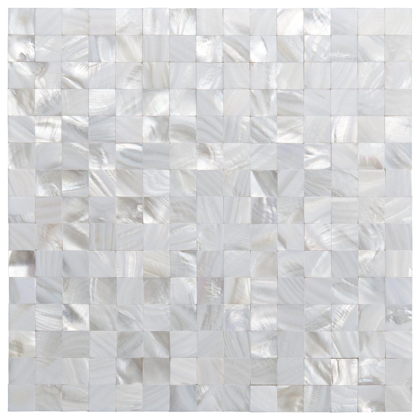 A18691 - Mother of Pearl Shell White Square Seamless Mosaic Tile, 12
