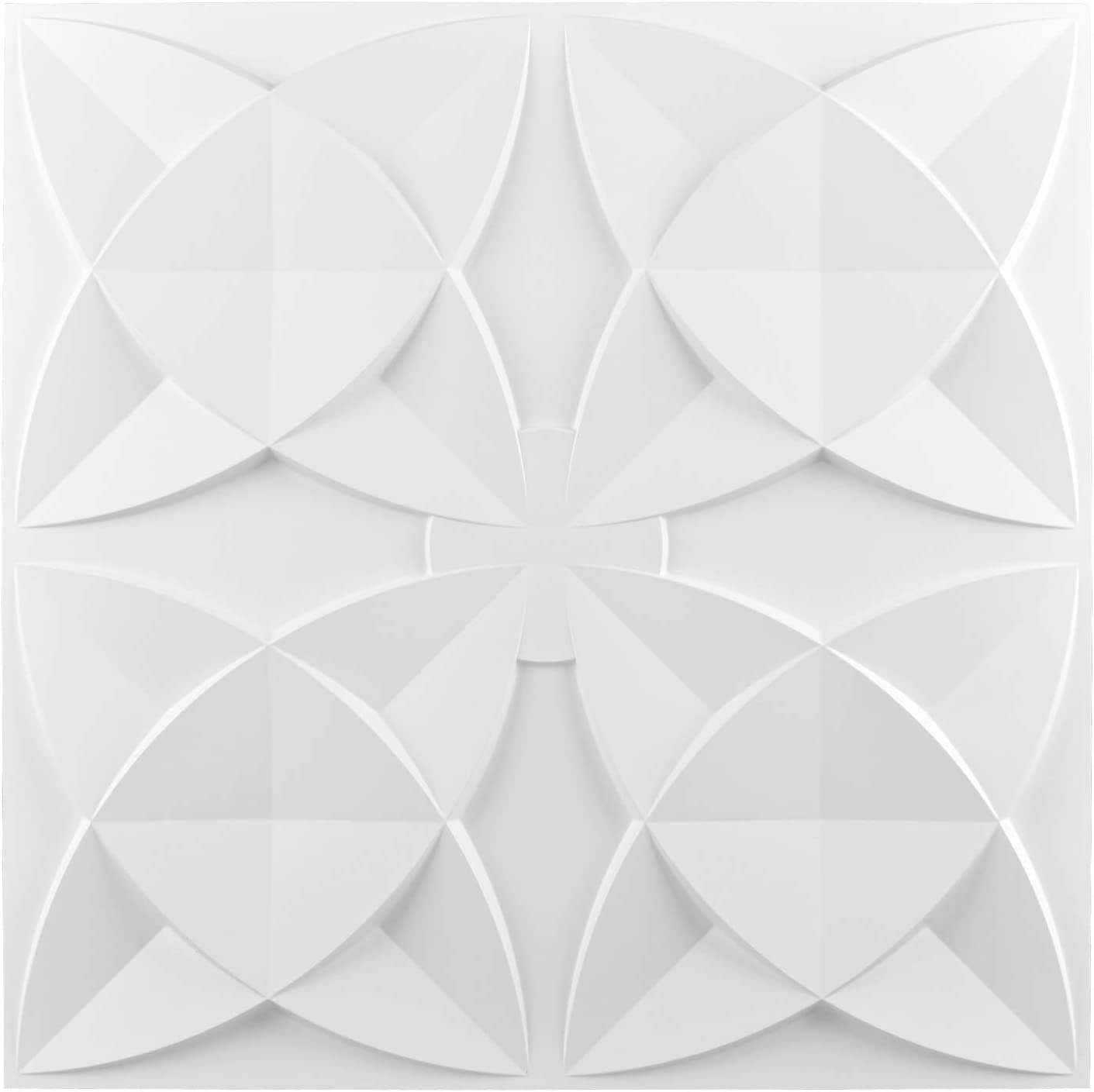 Art3d Decorative Drop Ceiling Tile 2x2 Pack of 48pcs, Glue up Ceiling Panel Square Relief in Matt White