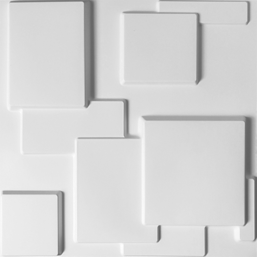 A10033 - Decorative Tiles 3D Wall Panels, White Squares, 12 Tiles 32 SF