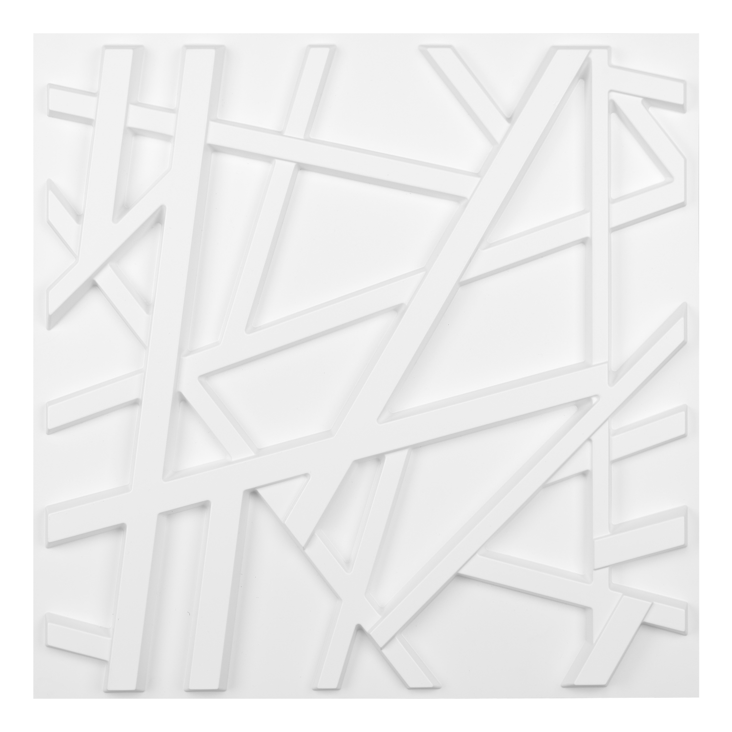 Matt White PVC 3D Wall Panel Geometric Crossing Lines Cover 32 Sqft, for Residential and Commercial Interior Decor