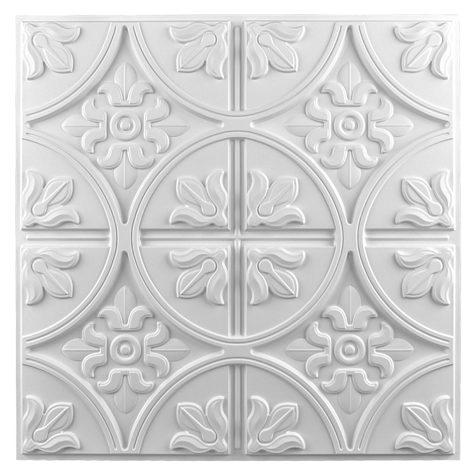 A10902P12-Art3d Decorative Drop Ceiling Tile 2x2 Pack Glue up Ceiling Panel Square Relief in Matt White