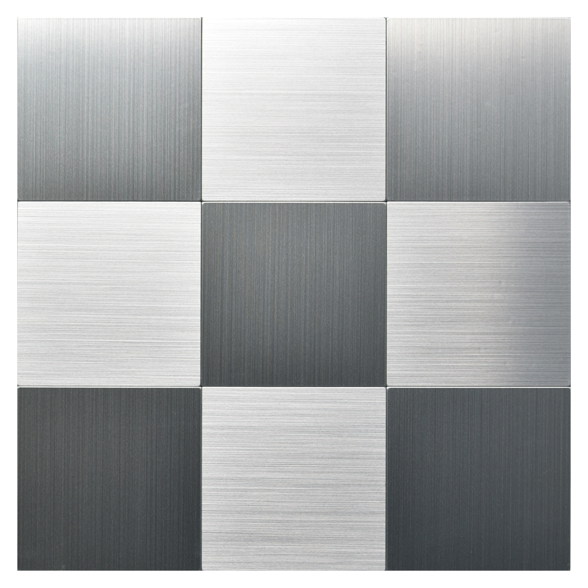 Peel and Stick Metal Backsplash Tile, Brushed Stainless Steel in Square 10 Tiles 12