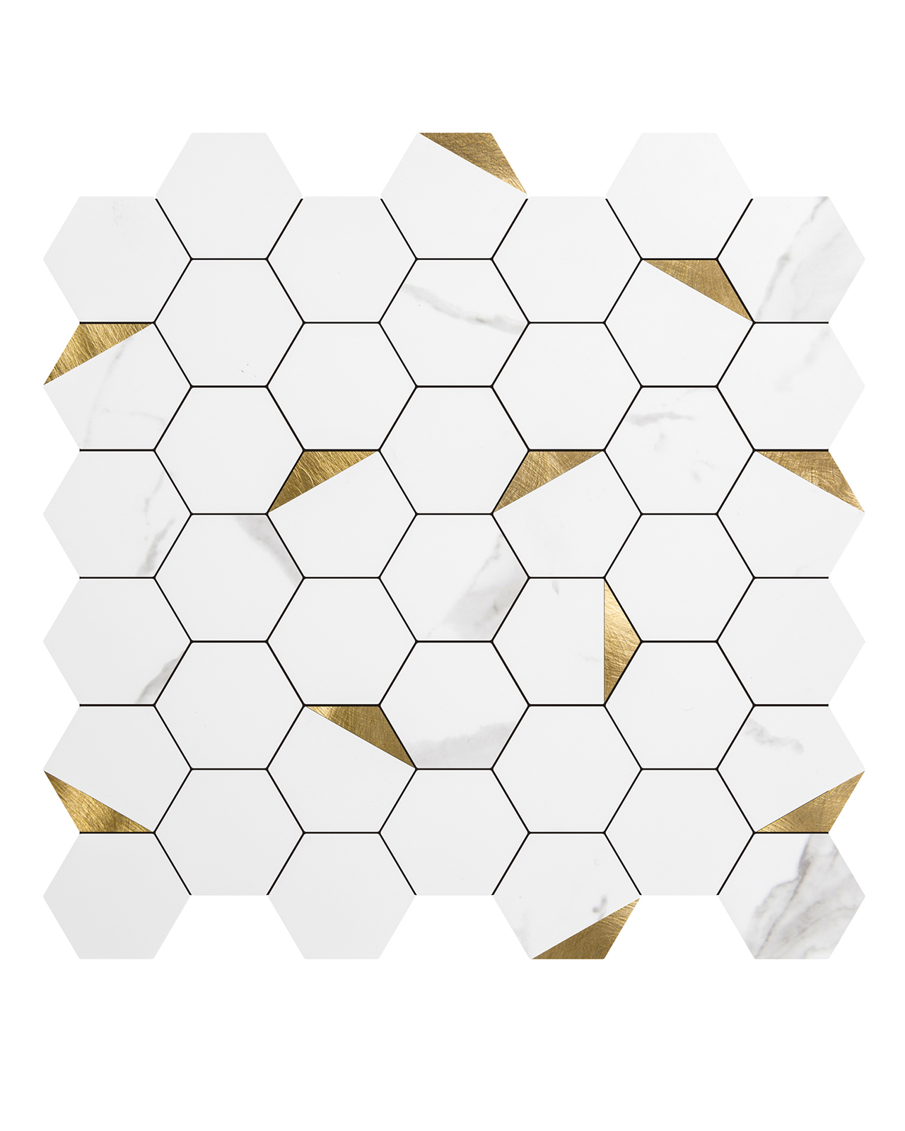 A16701-Peel and Stick Backsplash for Kitchen Décor, Self-Adhesive Tile Hexagon Mosaic Tiles(10 Sheets）