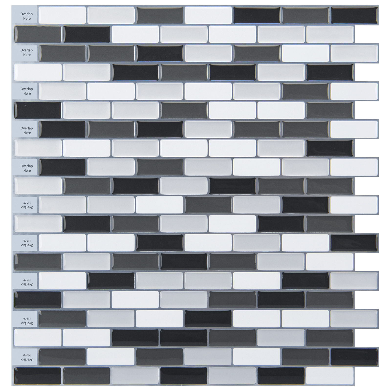 A17001P20 -20 Sheets  Peel and Stick Tile Backsplash Extra Sticky, Mosaic Design in Black,Dark Gray, Med Gray and White for Kitchen, Bathroom