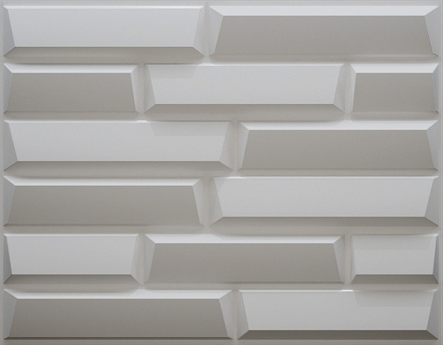 A21066 - 3D Bricks Wall Panels Plant Fiber Tile Off-white (Set of 6) 32 Sq.Ft