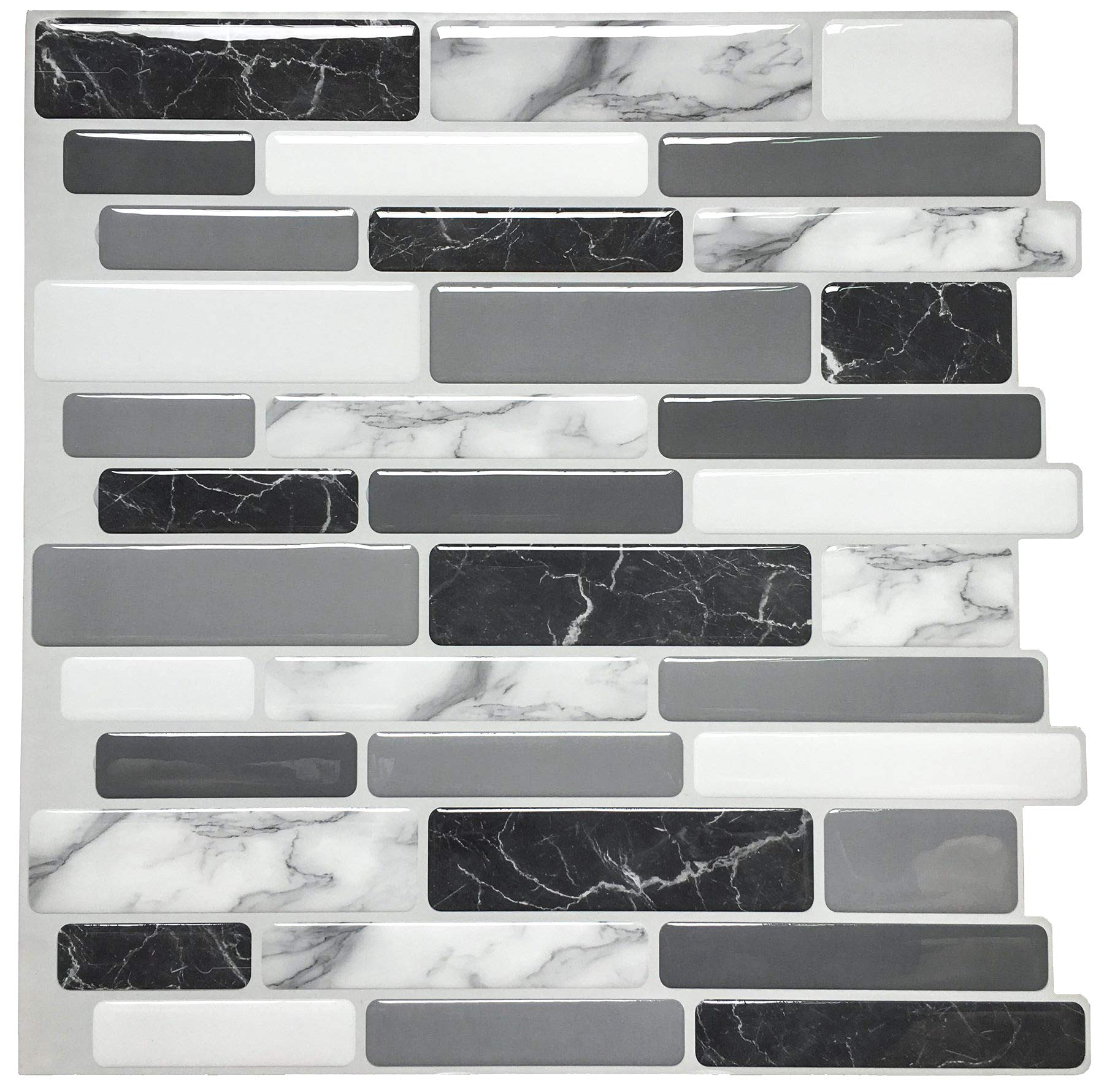 A17042 - Grey Marble Peel and Stick Backsplash Tiles