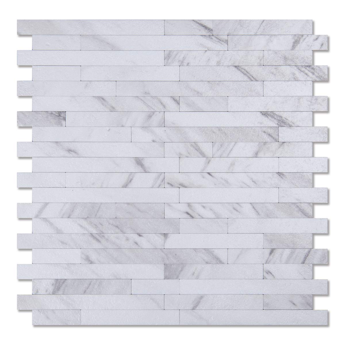 A16614-Art3d 10-Sheet Peel and Stick Stone Backsplash Tile for Kitchen, Bathroom - Volakas White Embellished with Metal Silver
