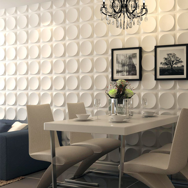 A10017 - Modern 3D White Wall Panels, Moon Surface Design, 12 Tiles 32 SF