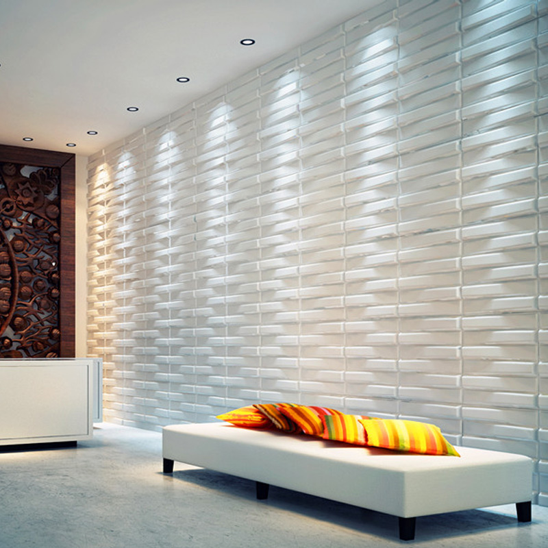 A21041 - Three D wall Panels Wave Paintable Paneling, White, 12 Tiles 32 SF