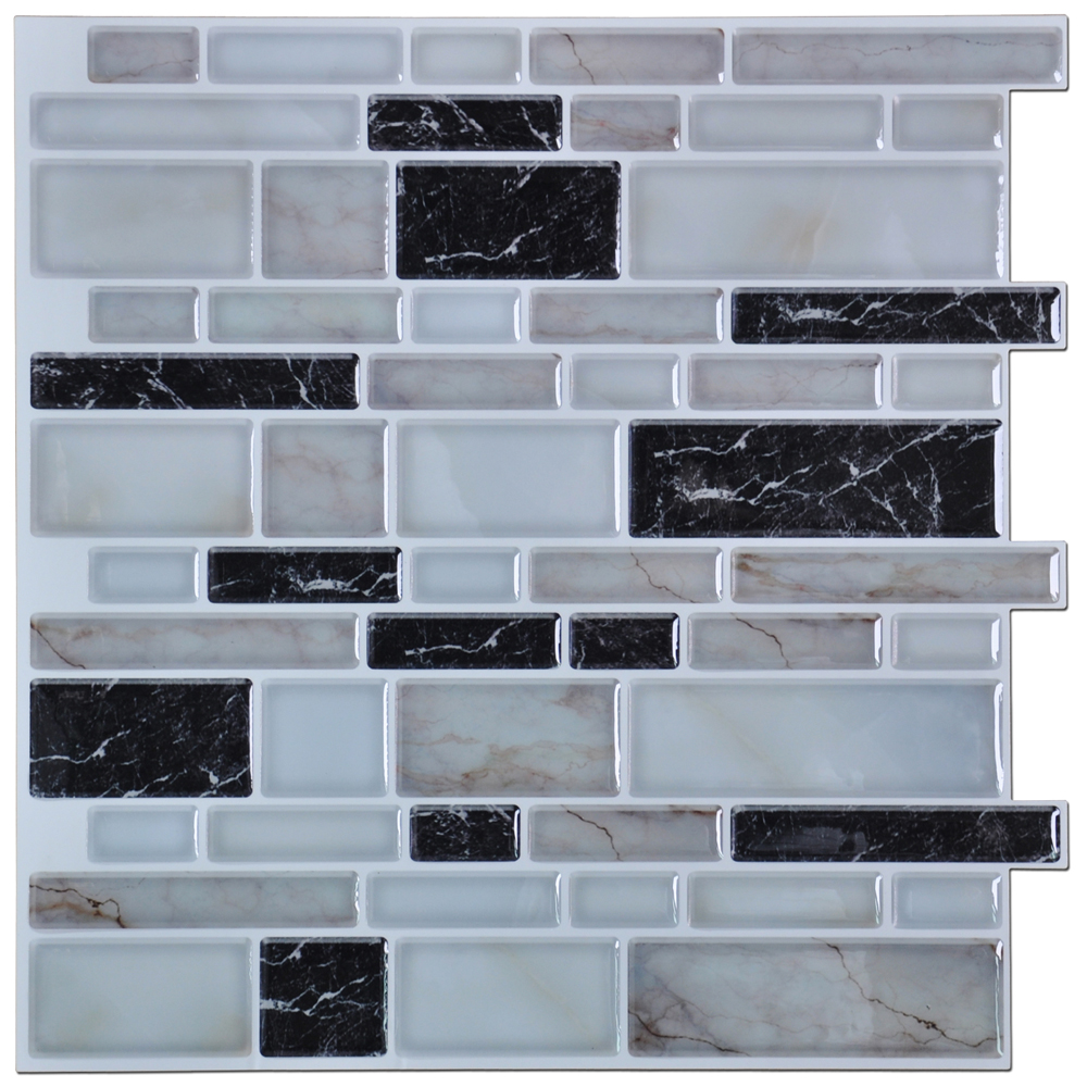 A17035P6 - Peel N Stick Kitchen Backsplash Tile Stone Brick Pattern, Set of 6