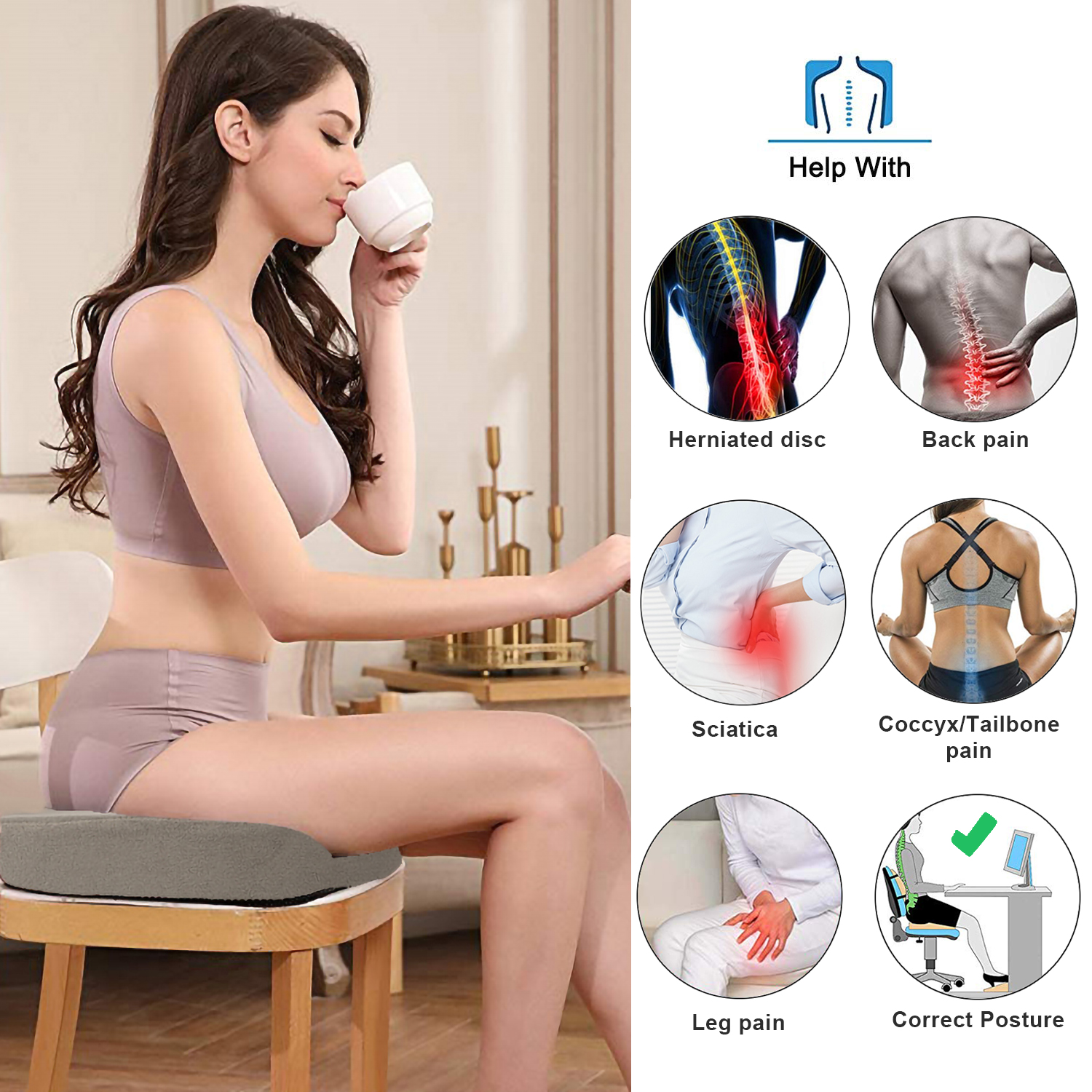 Coccyx Seat Cushion Tailbone Pain Relief