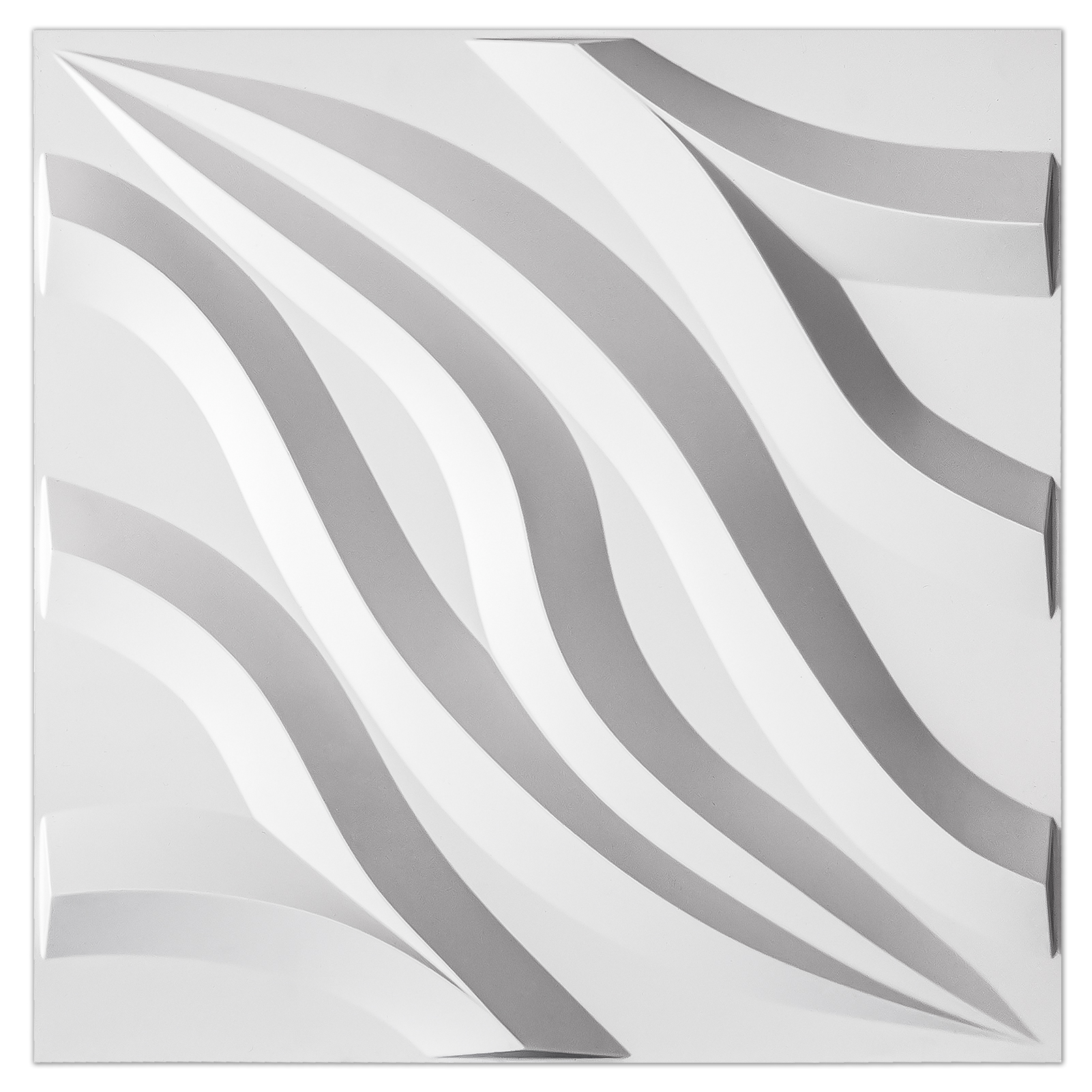 Art3d PVC 3D Wall Tile-Flowing Wave in White, Paintable 3D Panel, 19.7in. X  19.7in. Pack of 12, Covers 32 Sq.Ft