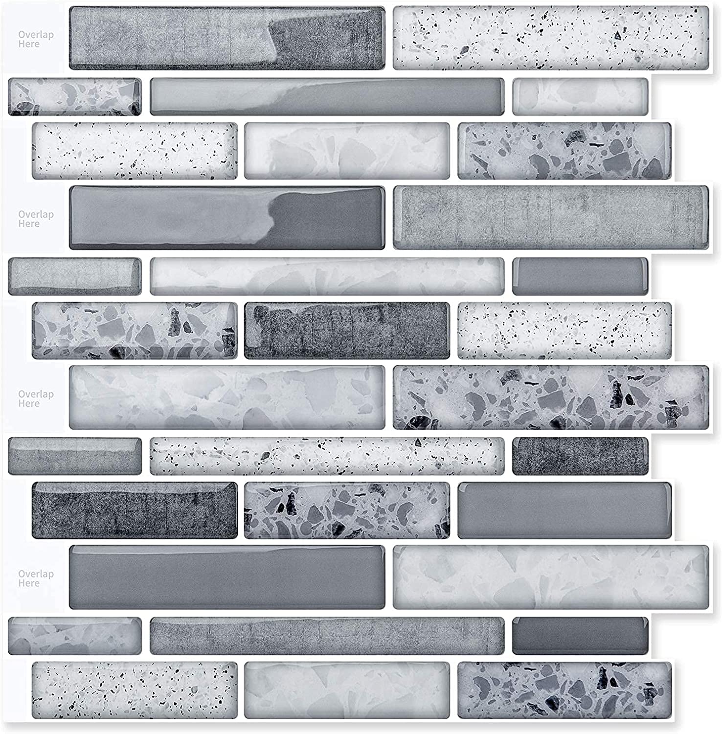 Art3d 10-Sheet Peel and Stick Backsplash Tile for Kitchen in Stone Design