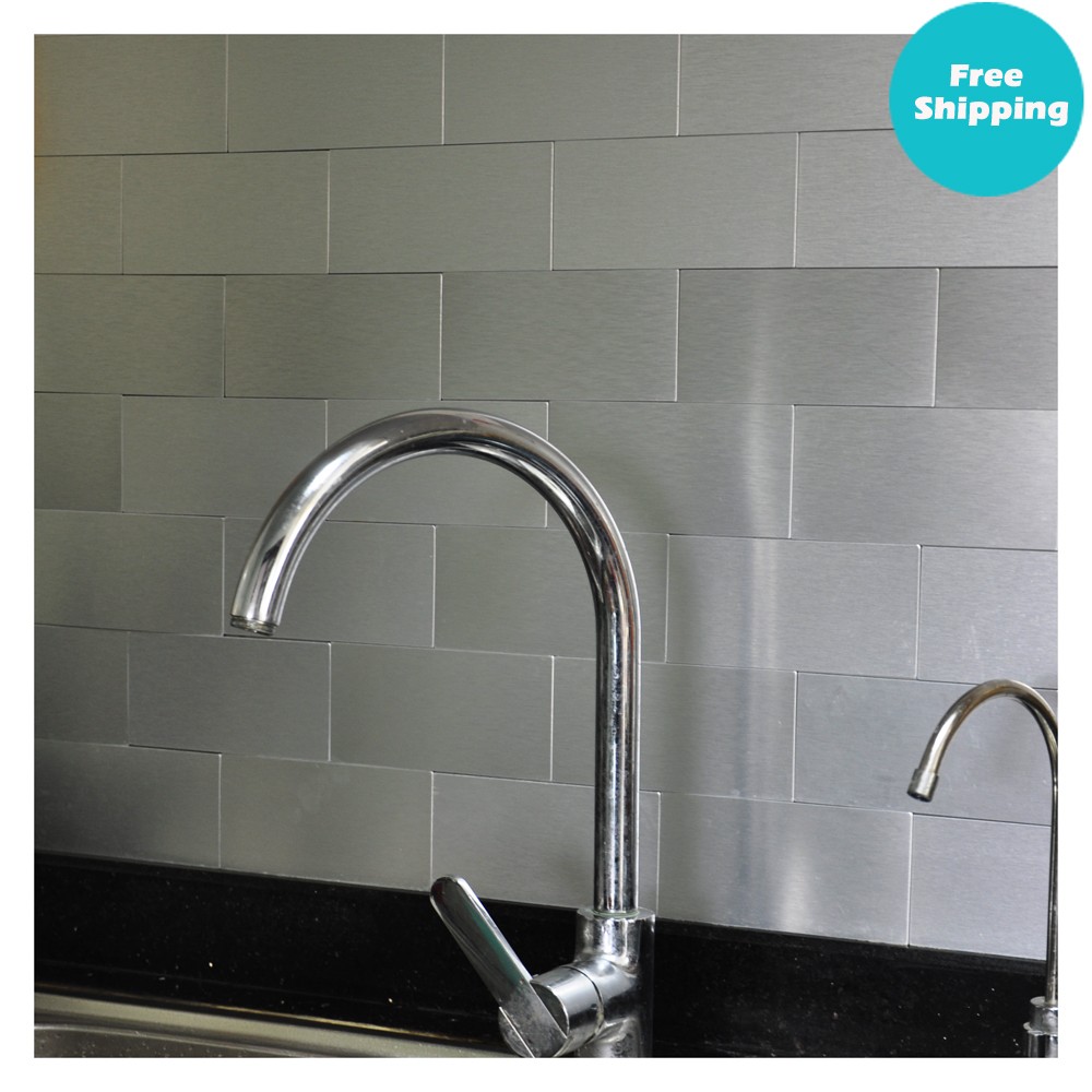 100 Pieces L Stick Aluminum Brushed Backsplash Tiles 3 X 6 100 Pieces L Stick Aluminum Brushed Backsplash Tiles