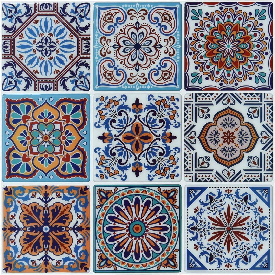 10 Sheets Peel and Stick Backsplash Tile for Kitchen Colorful Talavera Mexican Tile