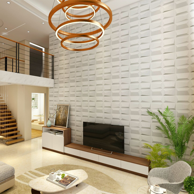 Decorative PVC 3D Wall Panels, 19.7"x19.7" White, 12 Tiles 32 SF