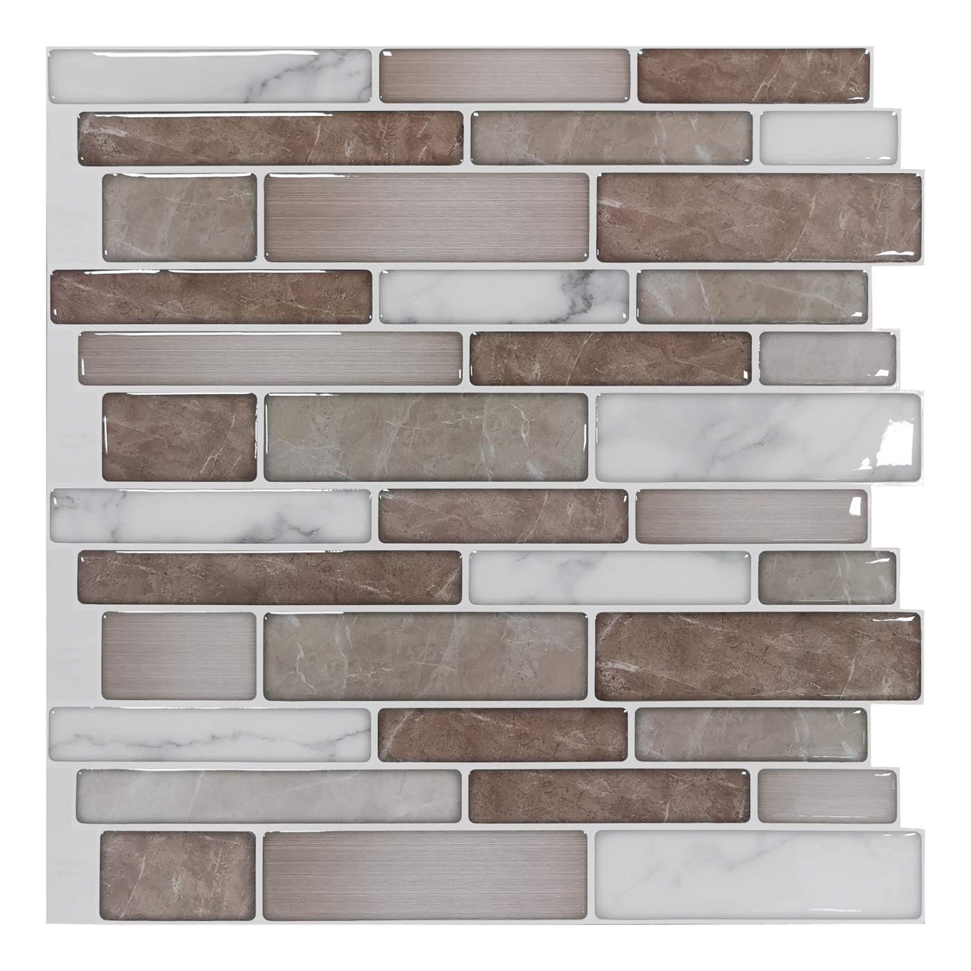 Art3d A17042 - Grey Marble Peel and Stick Backsplash tiles, 12x12 Set of 6