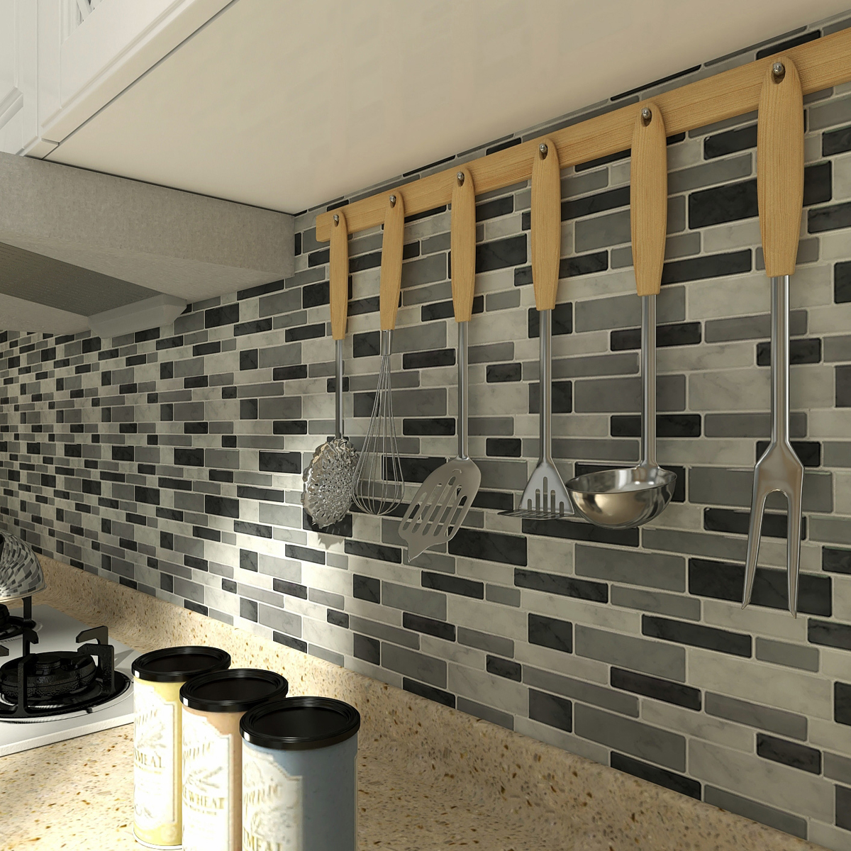 A17071 10 Sheets Peel And Stick Tile Backsplash For Kitchen Backsplash Gray Decorative Tile