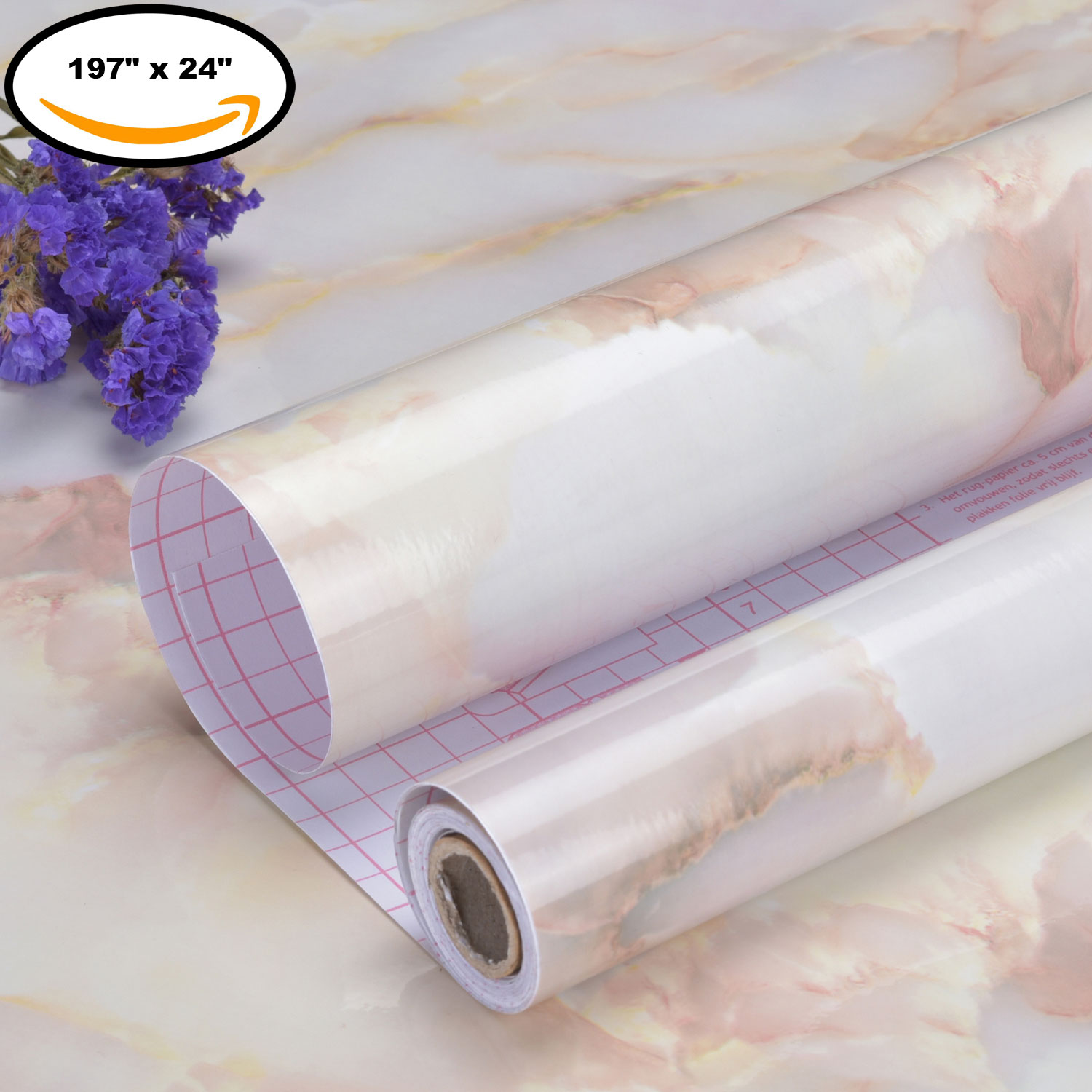 W22001- Peel and Stick Wallpaper 197 x 24 Marble Wall Paper Self-Adhesive  Contact Paper