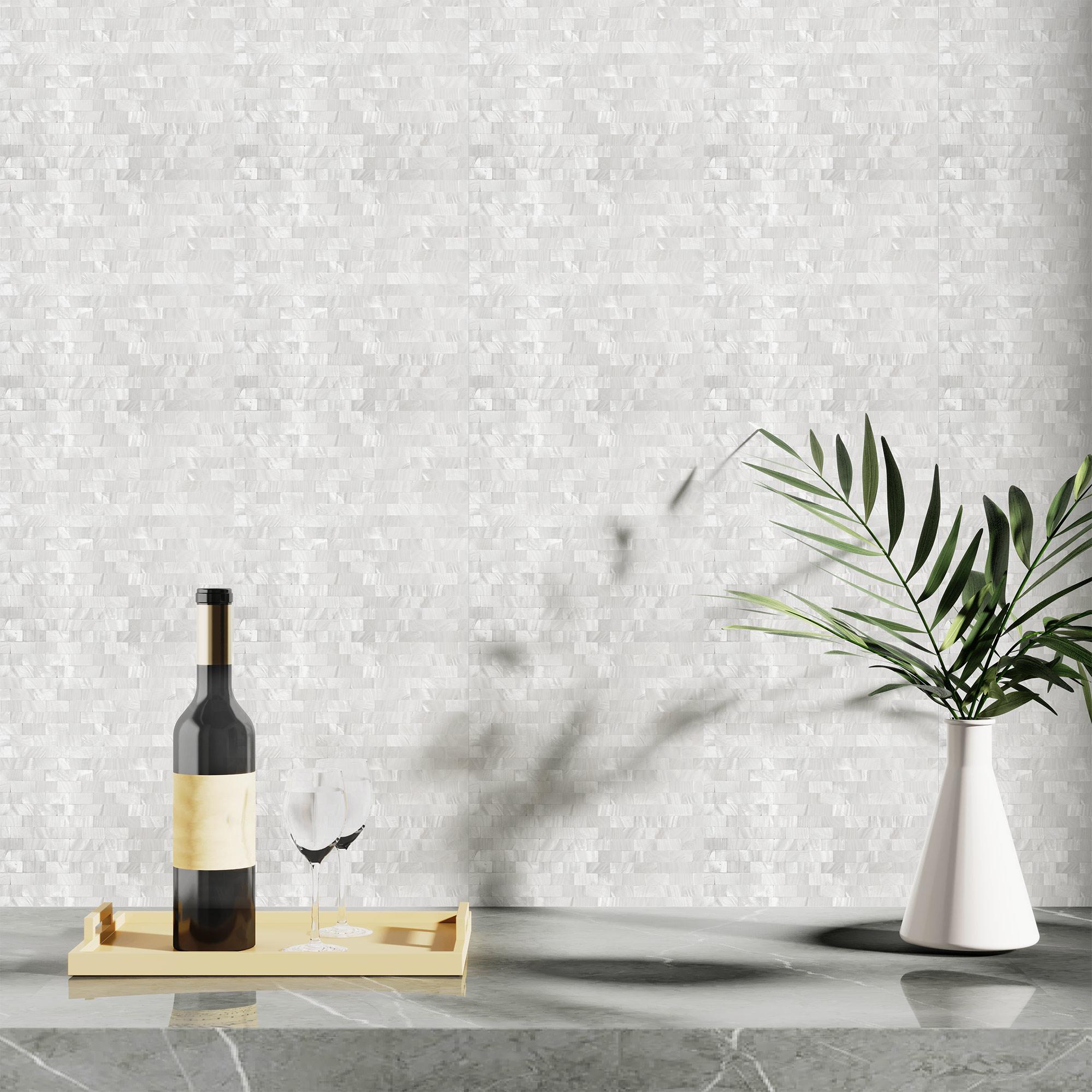 A18202 - 6-Pack Mother of Pearl Shell Tile for Kitchen Backsplashes / Shower Wall, 12