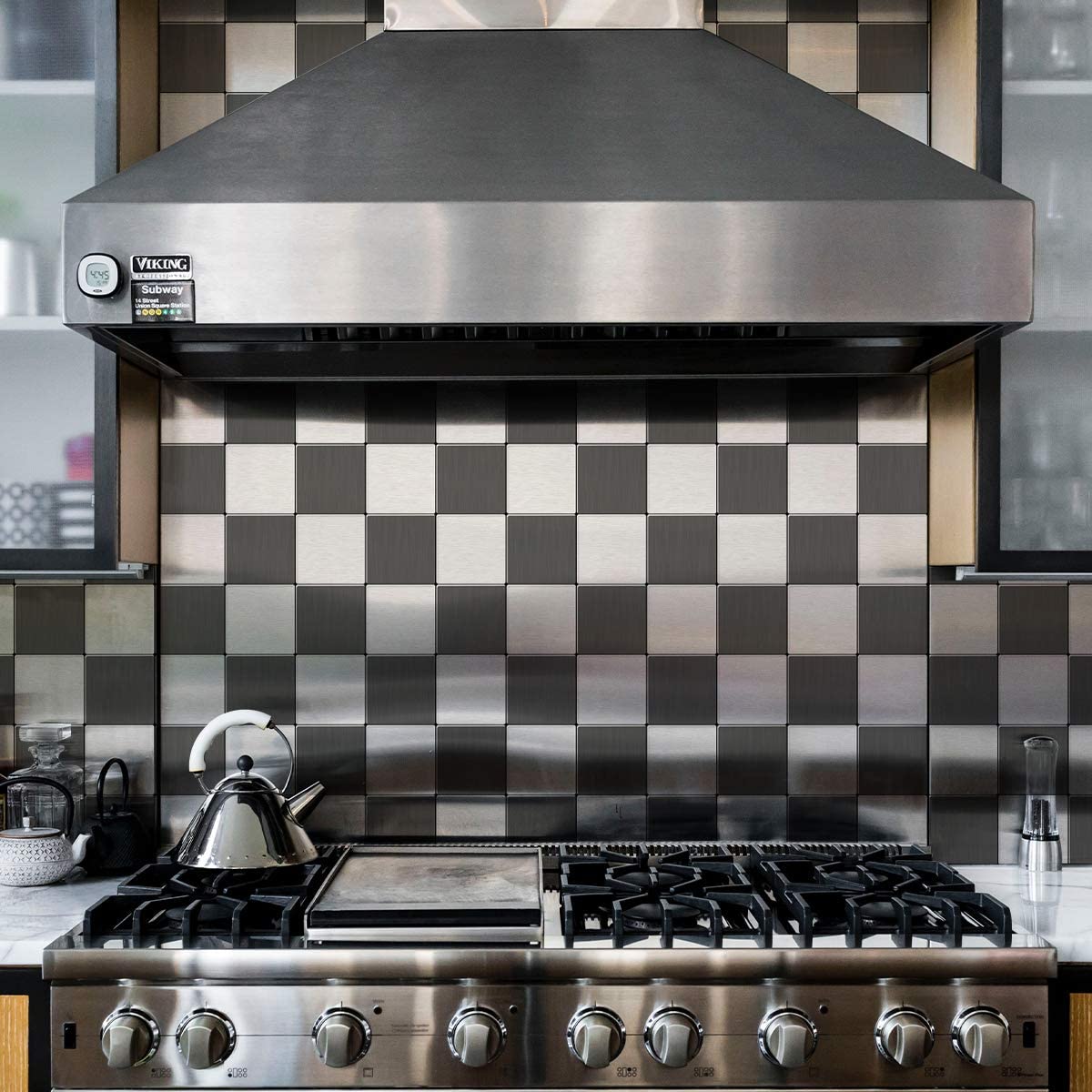 Peel and Stick Metal Backsplash Tile, Brushed Stainless Steel in  Square12x12