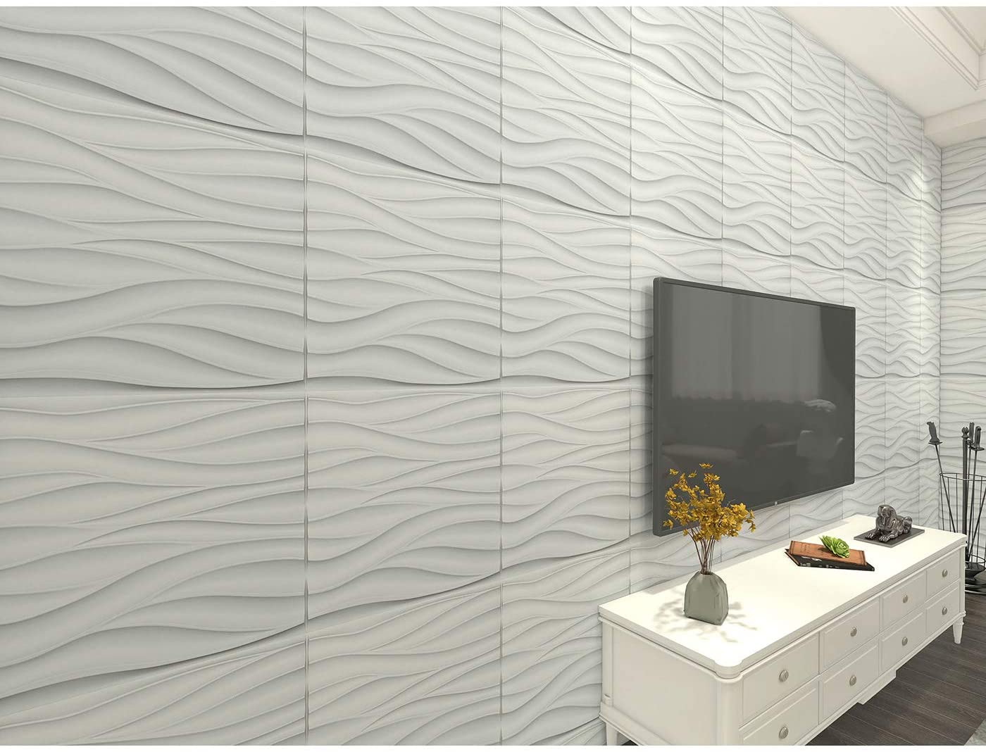 Pack of 12 Wave Pattern Wall Panels 3D Textured Wall Tiles