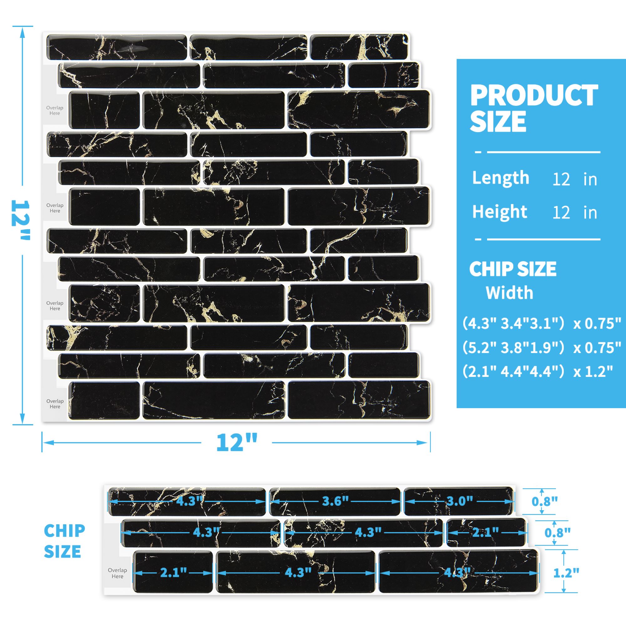 Art3d 12 in. x 12 in. White with Black Grout Subway Tile Vinyl Peel and Stick Tile Backsplash (9.5 Sq. ft./Box)