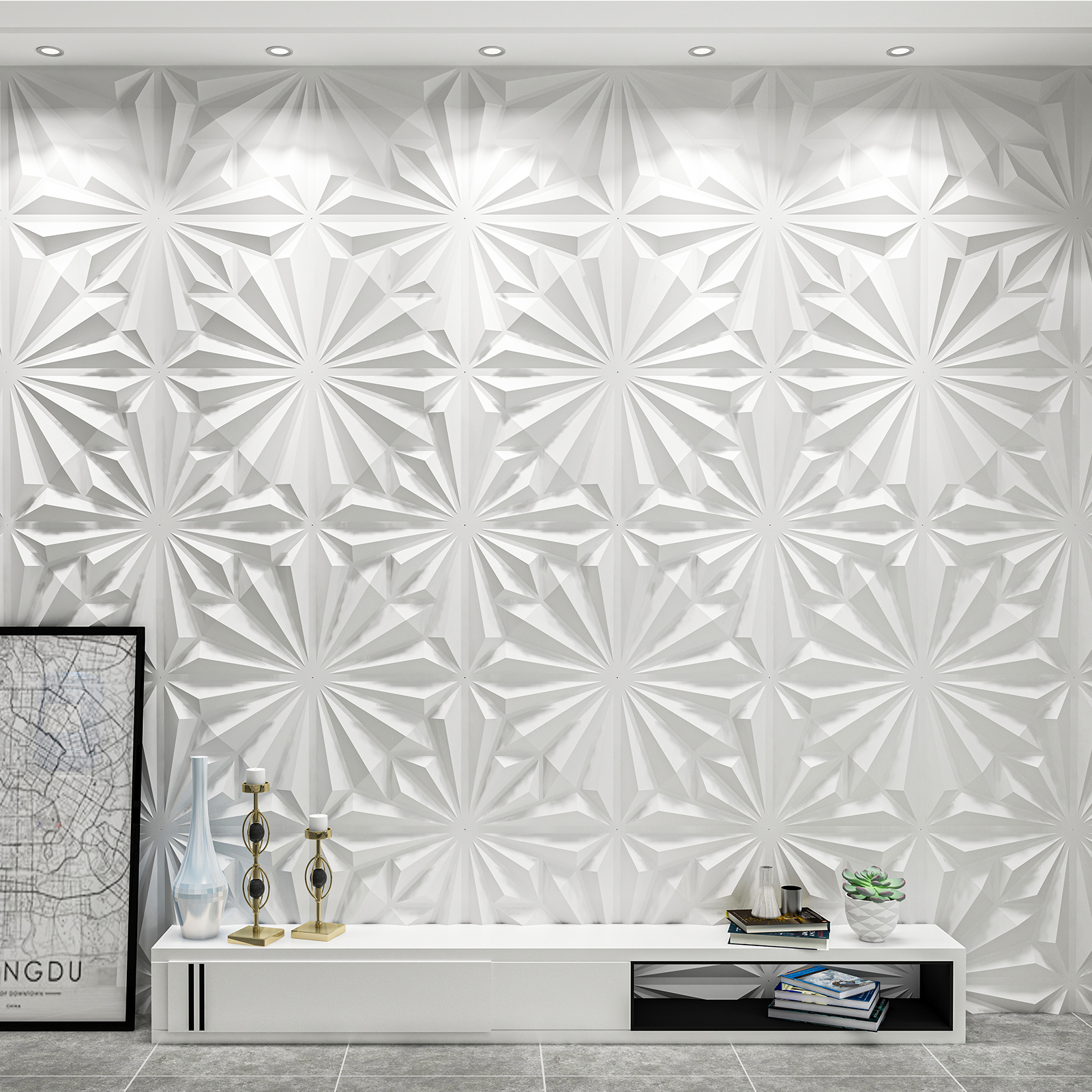 Art3d 12-Pack 19.7x19.7 PVC 3D Wall Panel, Decorative Wall Tile,32 sq.  ft./Box