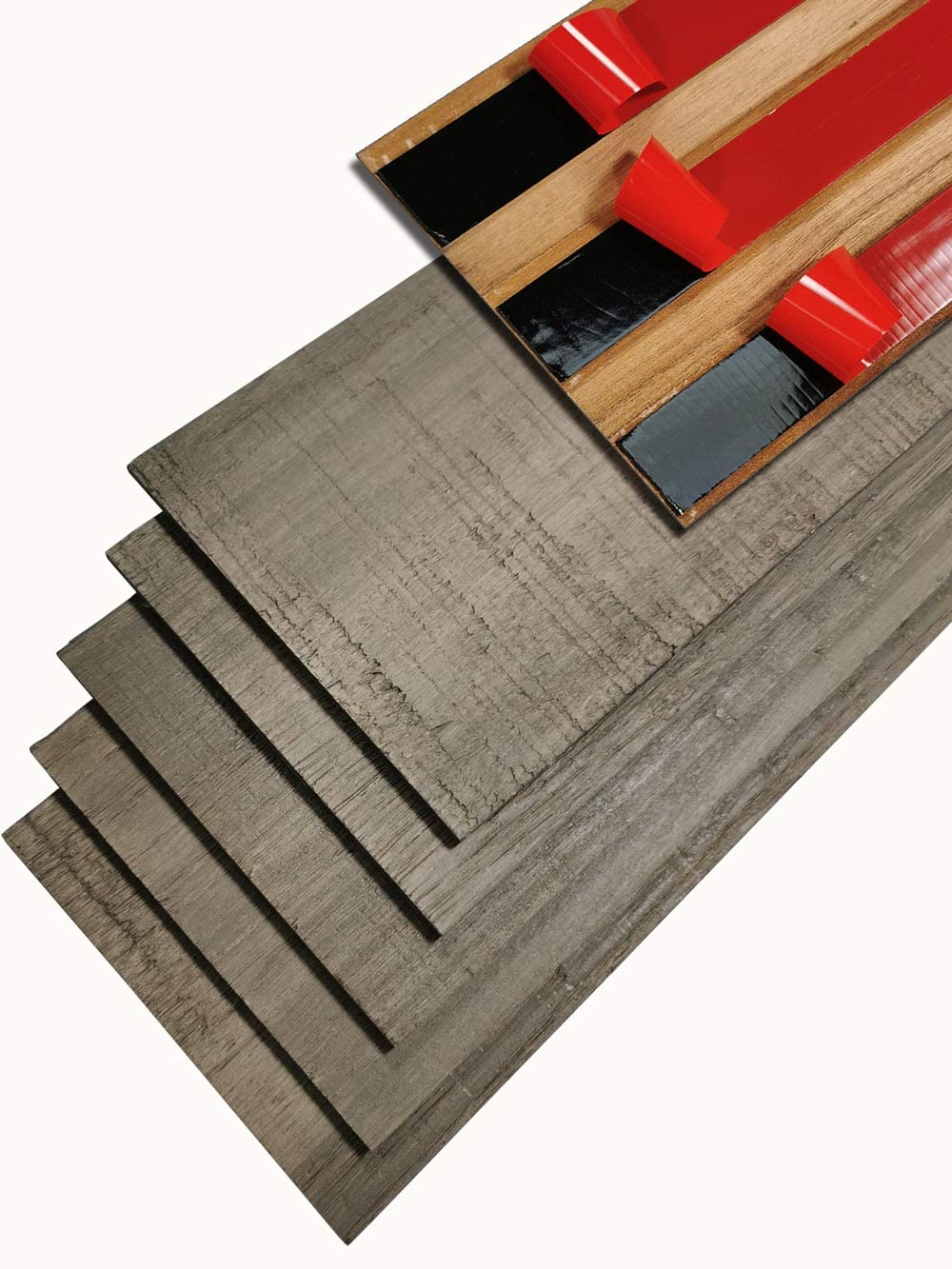 A15505f -Reclaimed Wood Panel Distressed Wood Grain in Gray, Self