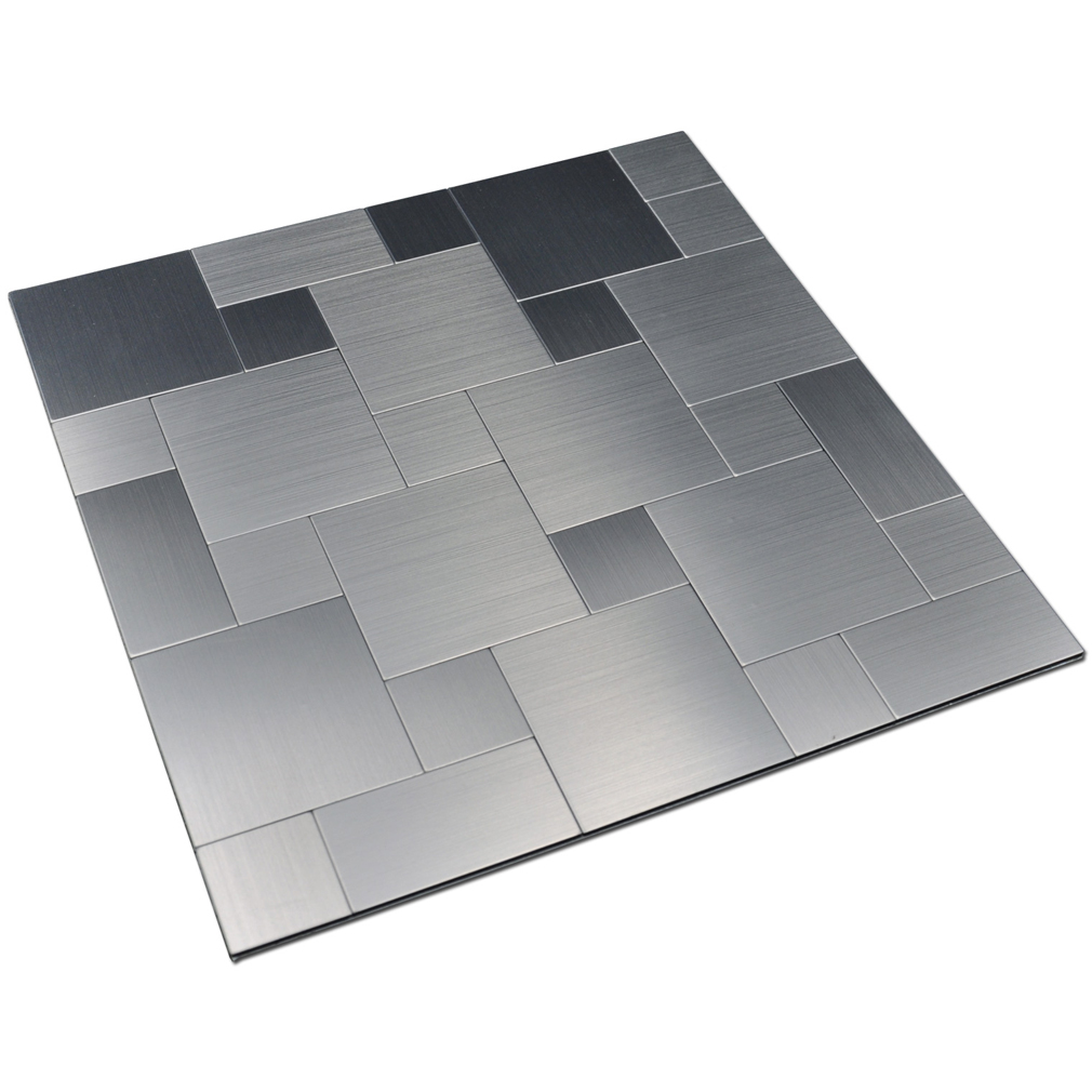 Peel and Stick Metal Mosiac Sheets for Backsplash 12in X 12in 10 Tiles 9.7 Sq.ft