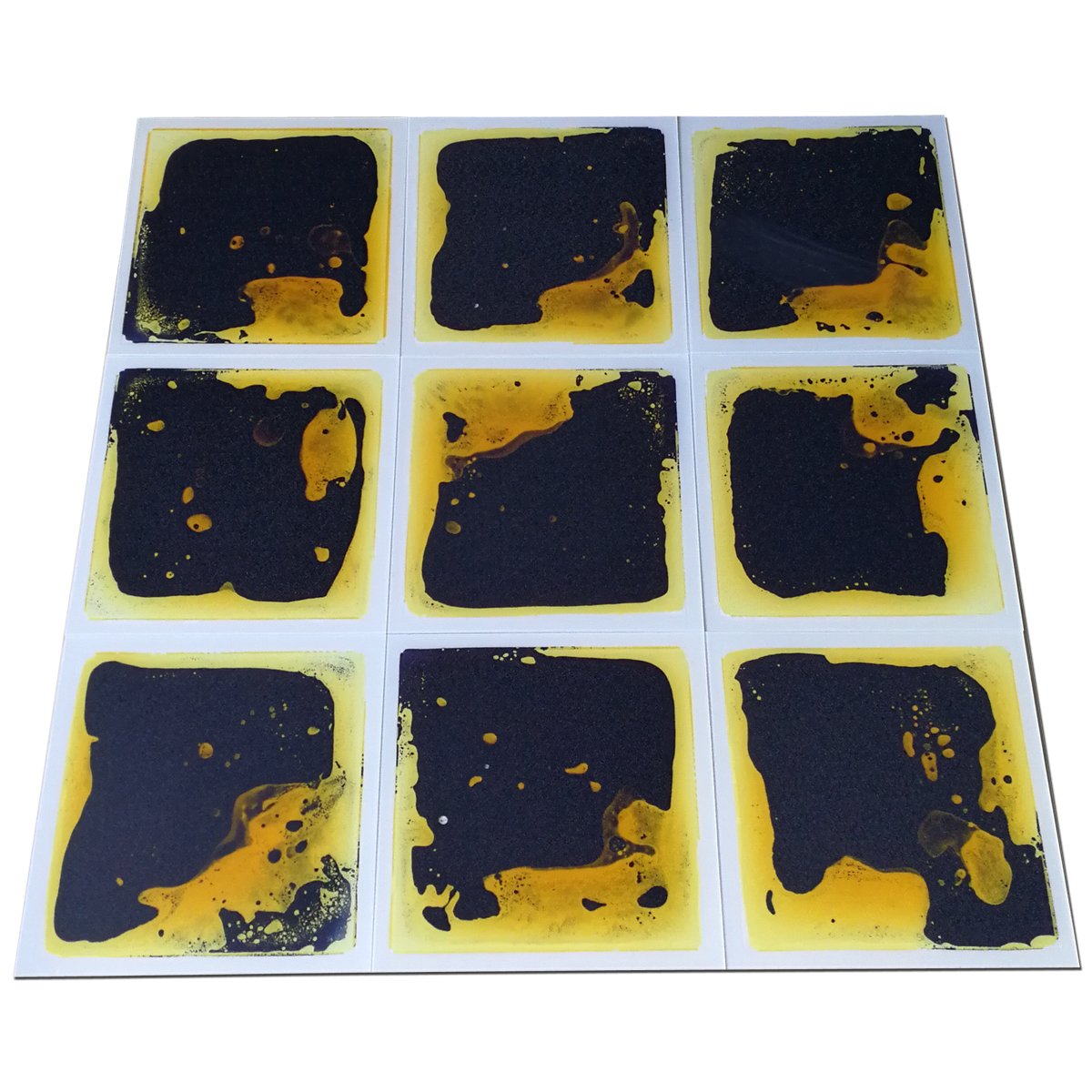 Art3d Liquid Dance Floor Colorful Home Decor Tile, 12" x 12" Yellow-Black