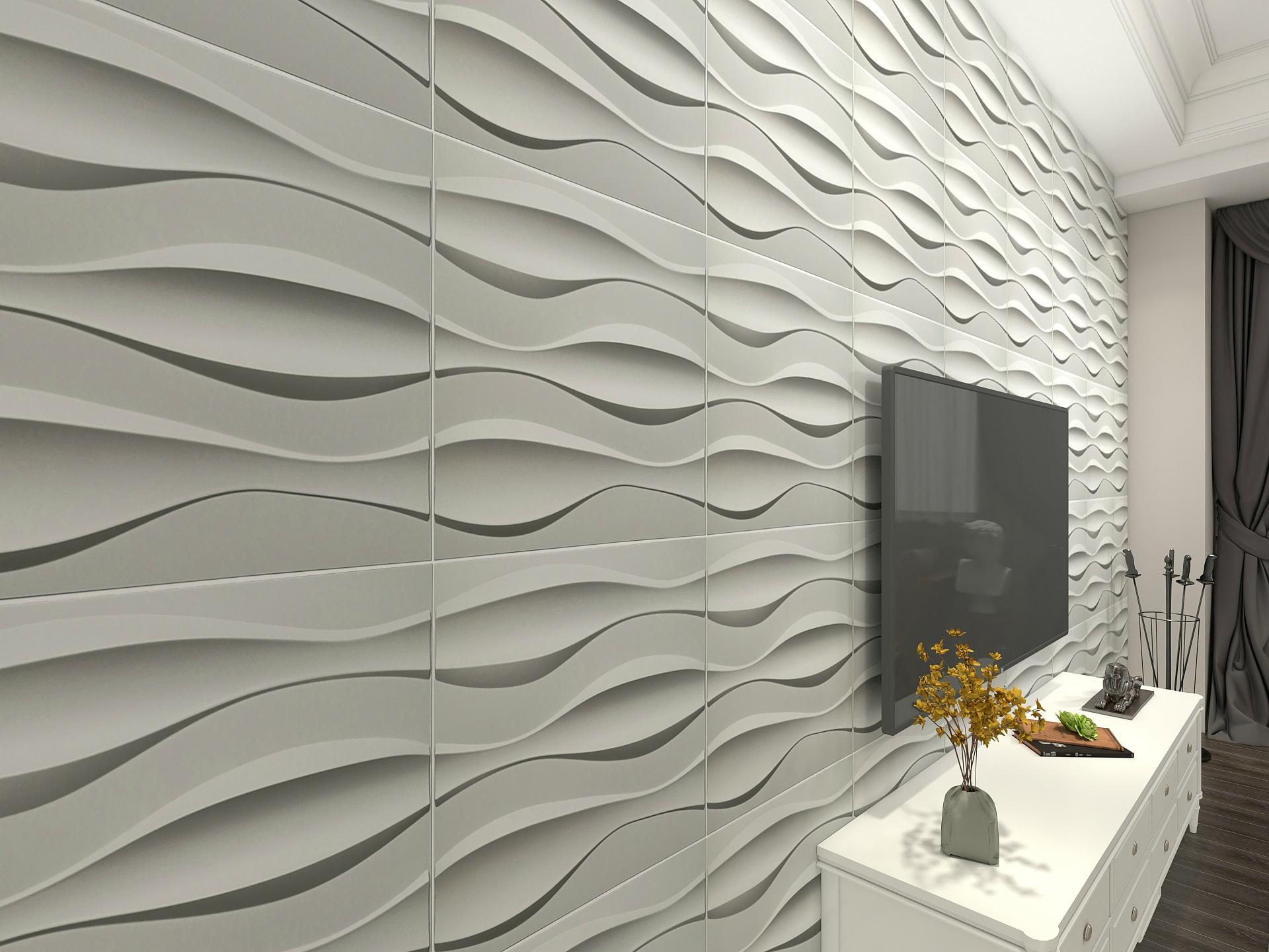 Textures PVC Wall Panels, 19.7" x 19.7" Big Wave, 12 Tiles