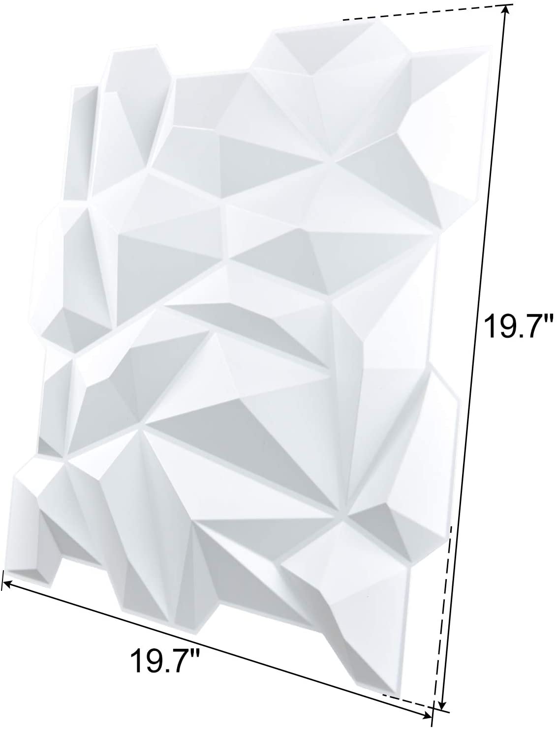 Art3d PVC 3D Diamond Wall Panel Jagged MatchingMatt White, for Residential and Commercial