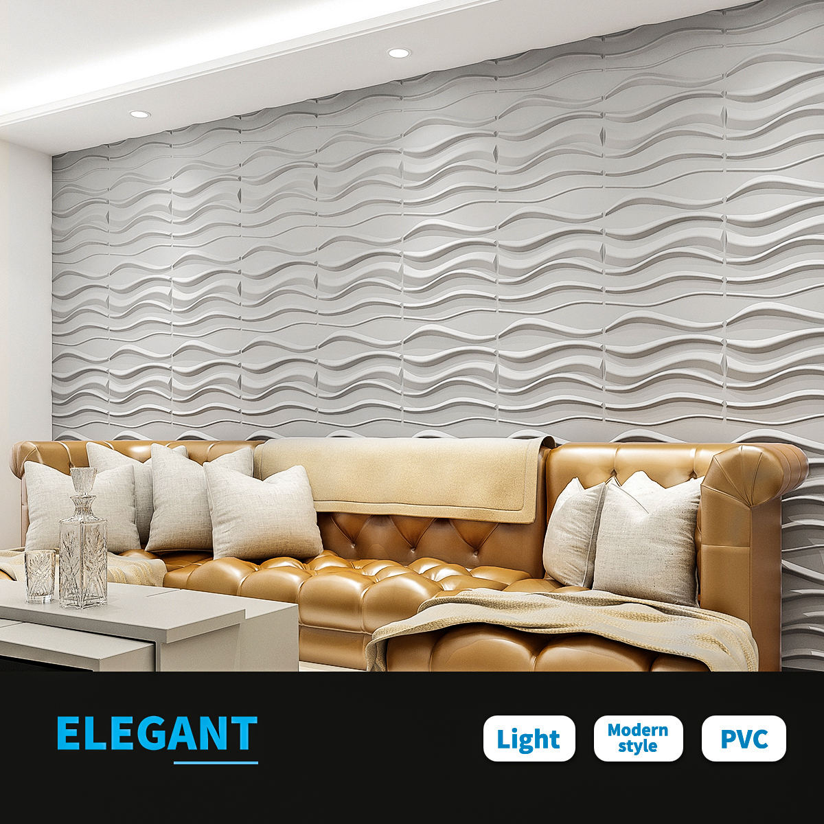 24pcs 3D PVC Wall Panels – Matt White Diamond Art Design For DIY Room Decor